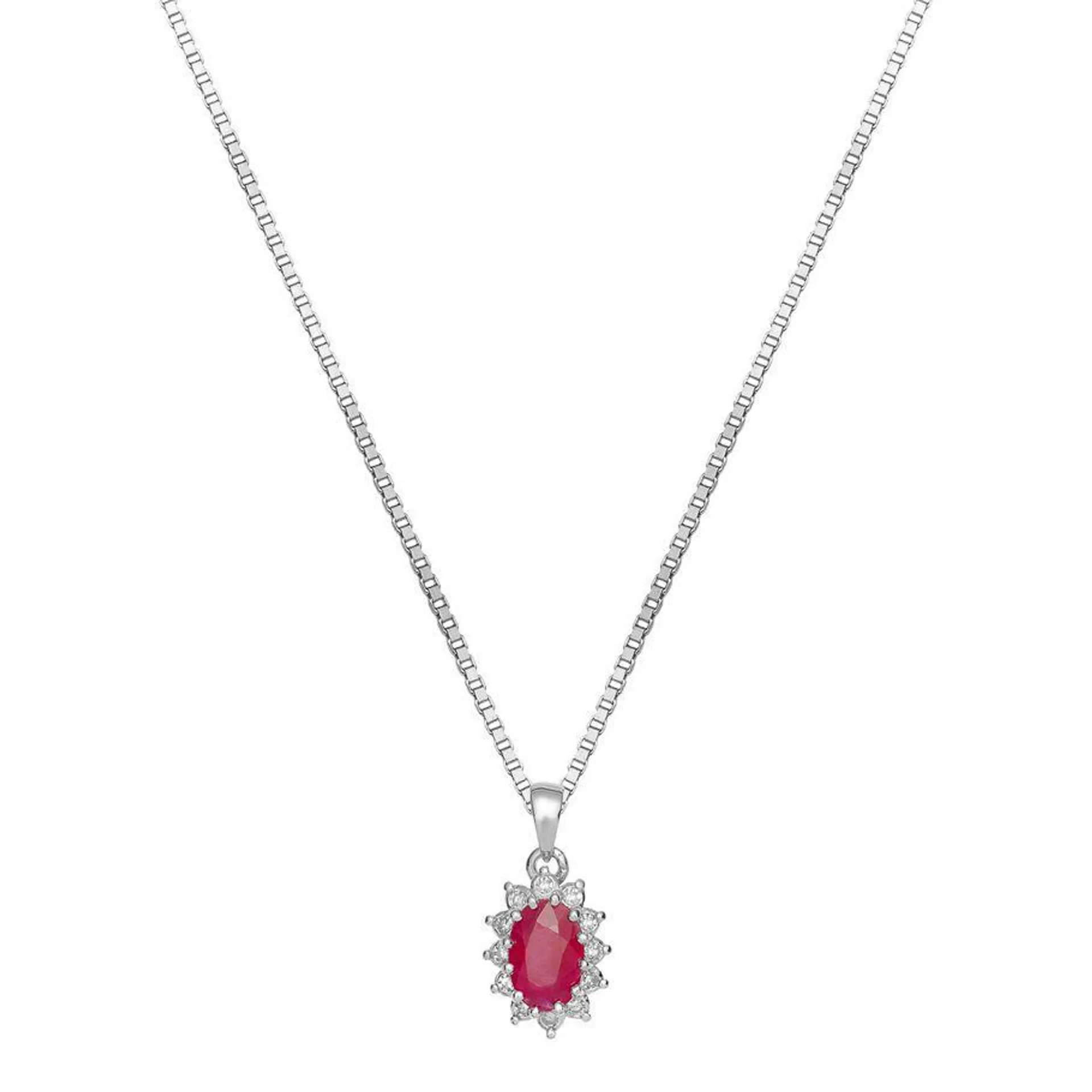 Rosettsmykke Rubin 585 Hvitt Gull 0,06 ct