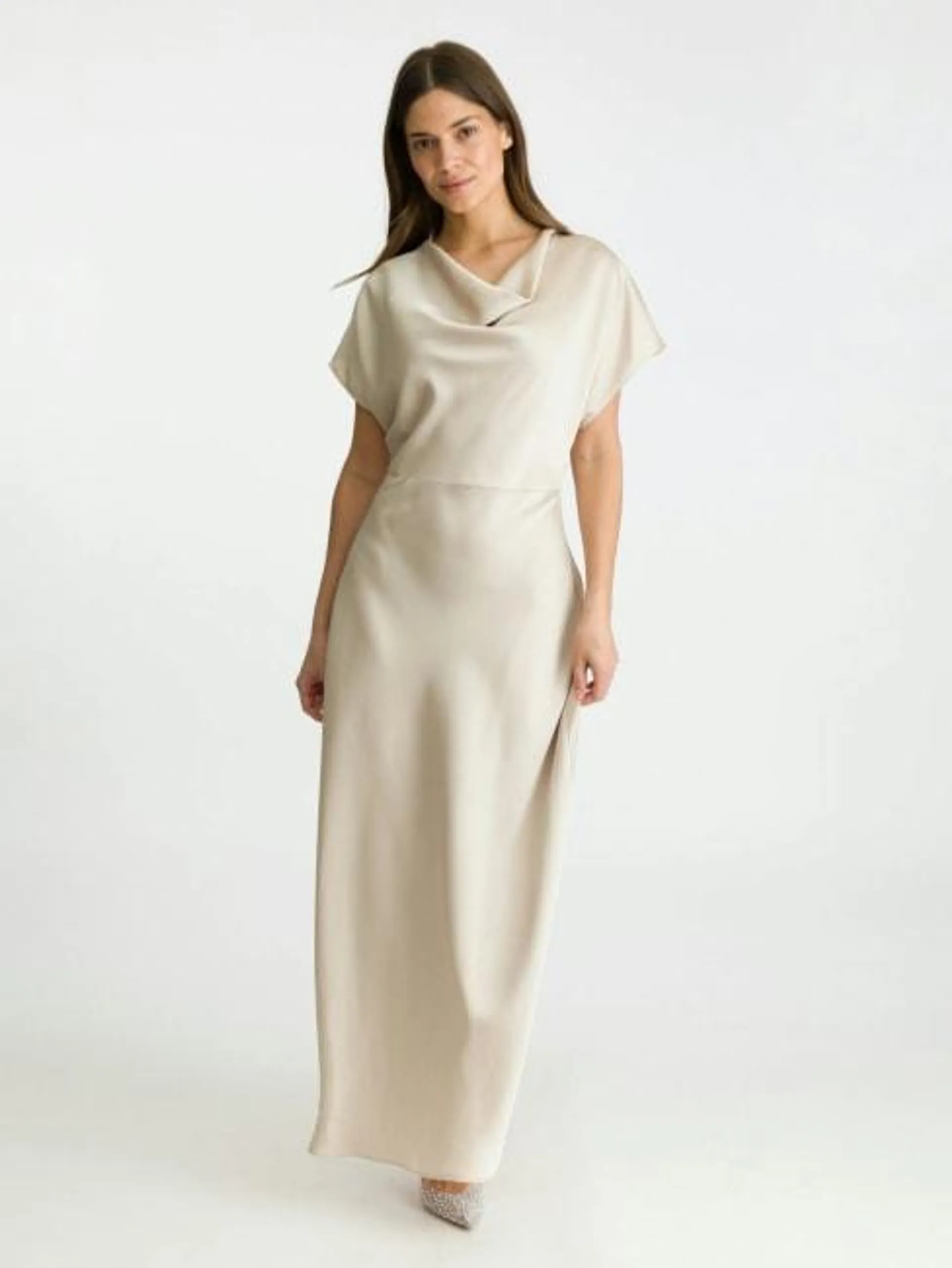 Andrea Sateen Dress Champagne