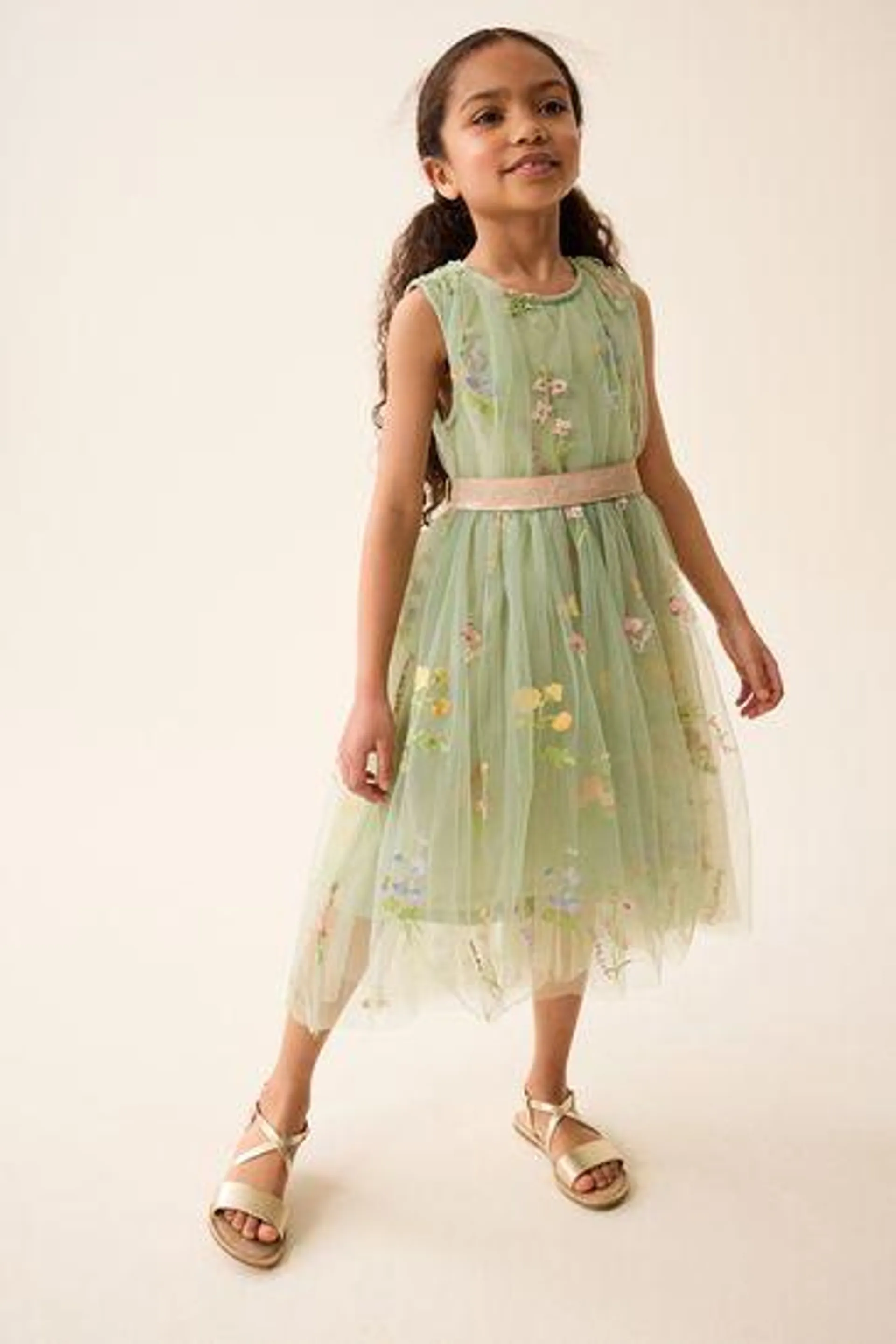 Mesh Tie Back Party Dress (3-16yrs)