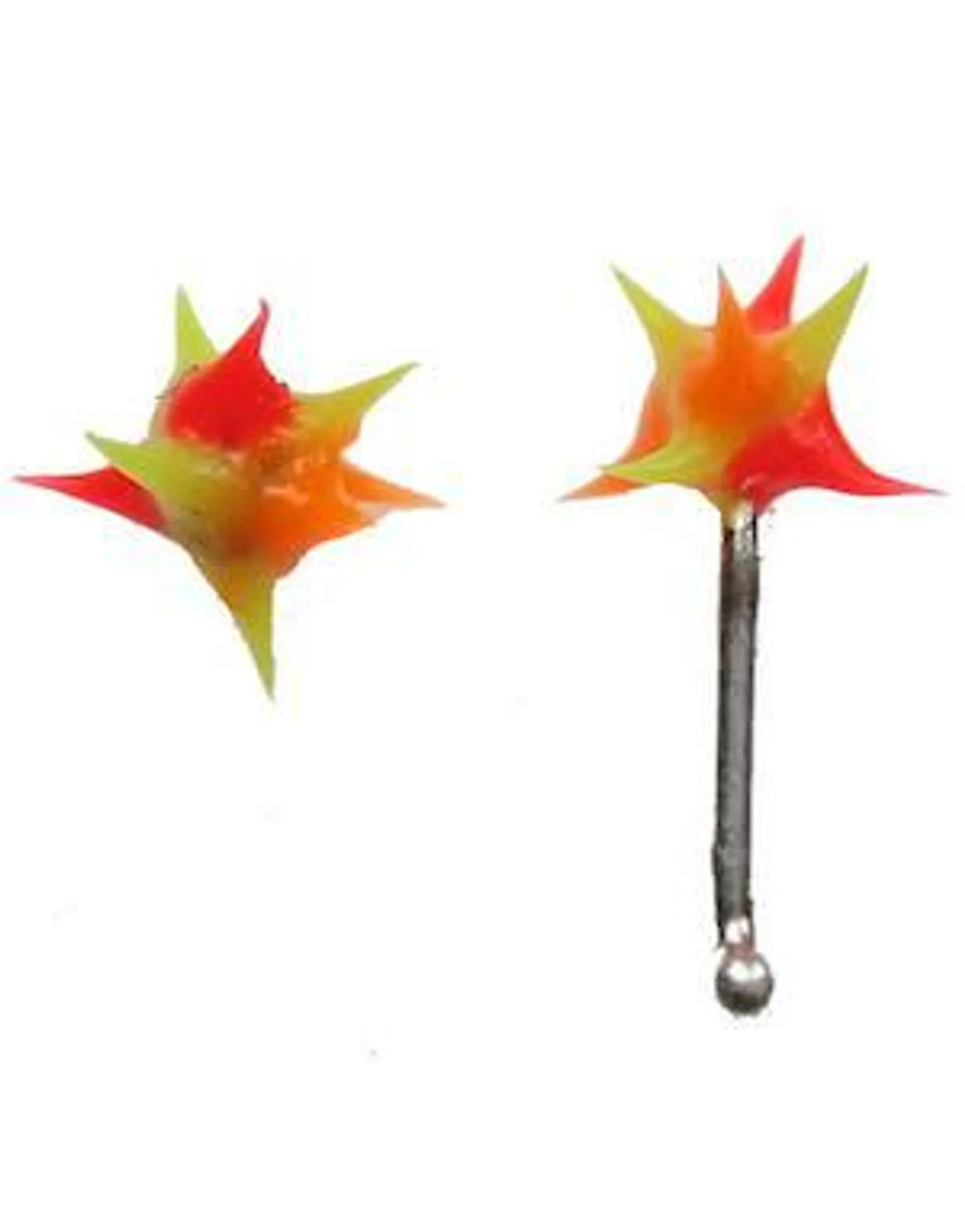 Spiked Orange og Rød (UV) - Nesepiercing i Ekte Sølv 925S