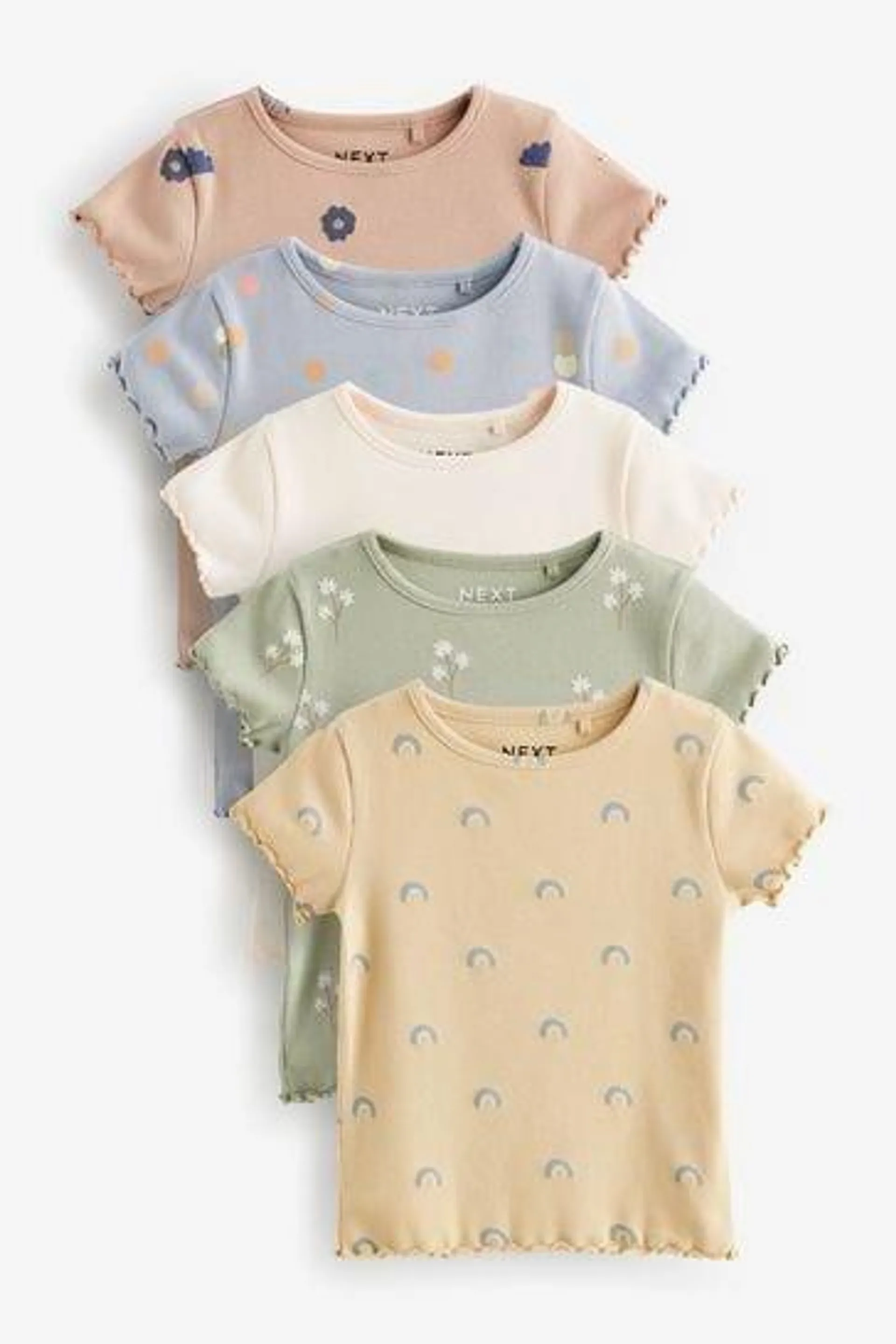 Rib Short Sleeve T-Shirts 5 Pack (3mths-7yrs)