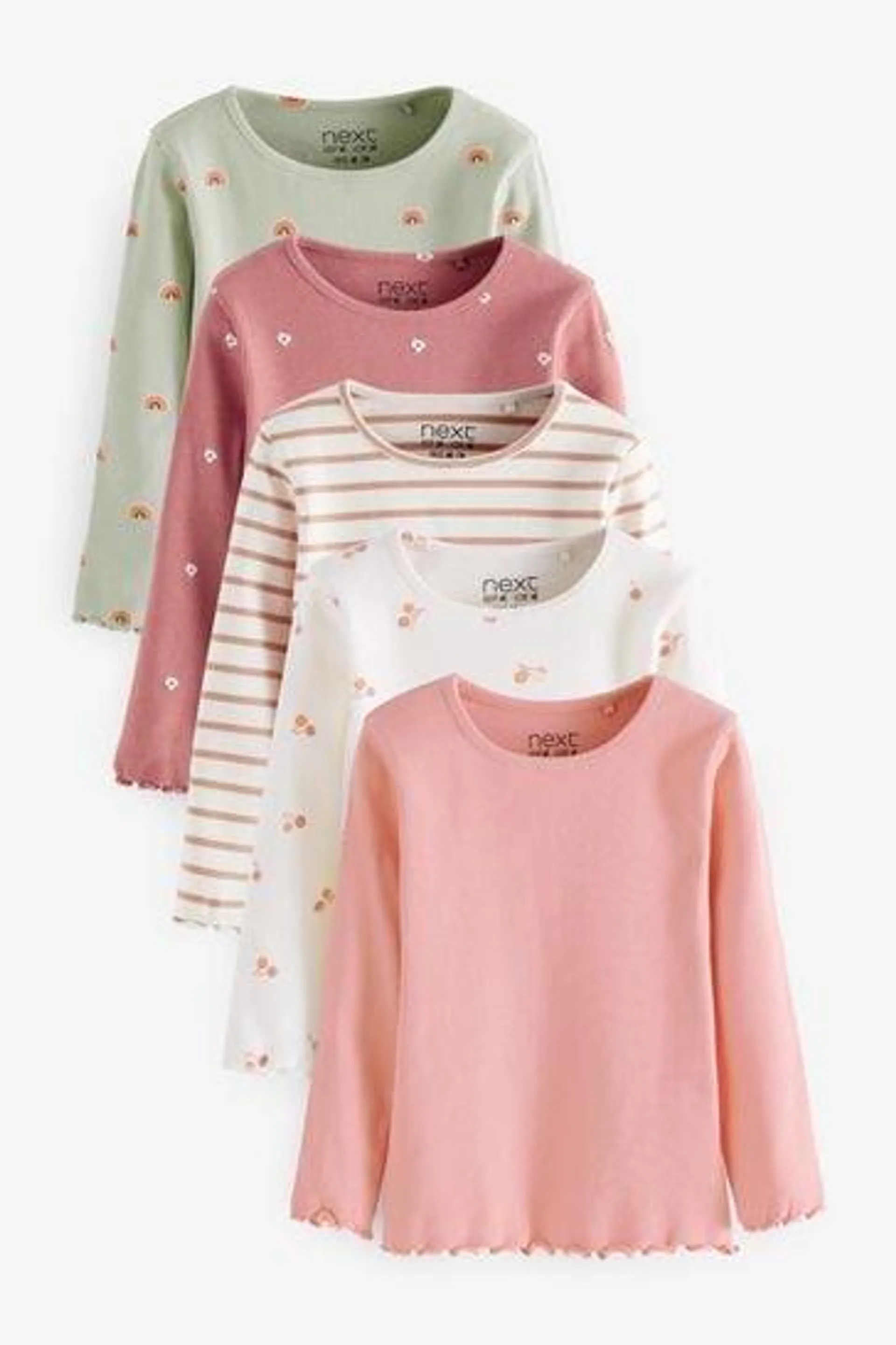 5 Pack Long Sleeve Rib Jersey Tops (3mths-7yrs)