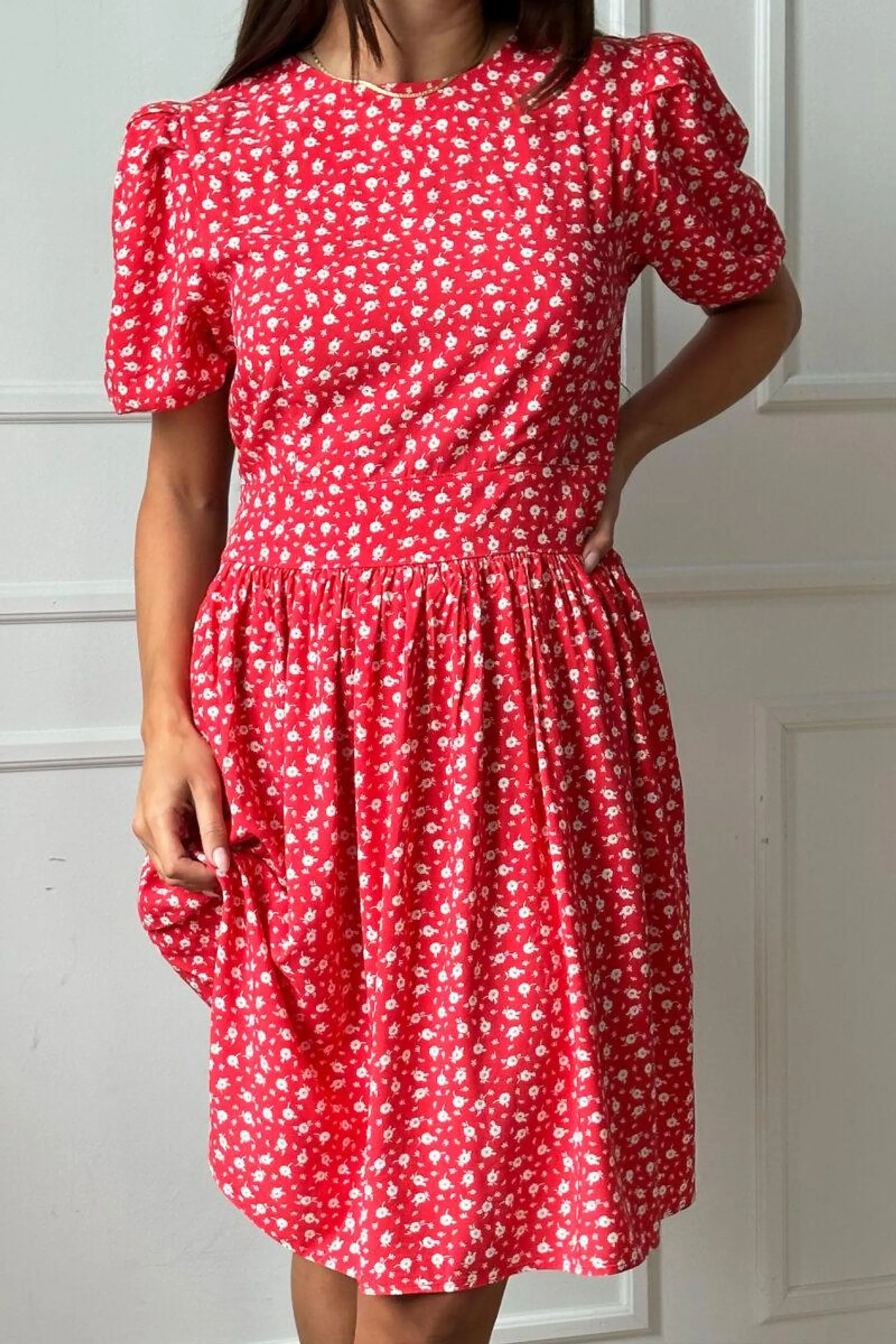 Sabby SS Dress Red Flower