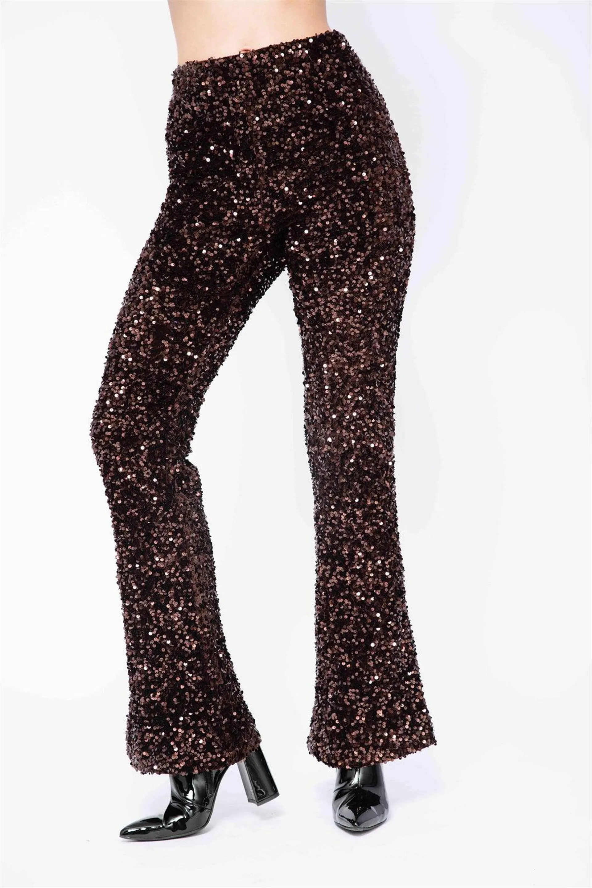 MIDNIGHT SEQUIN TROUSER Brun