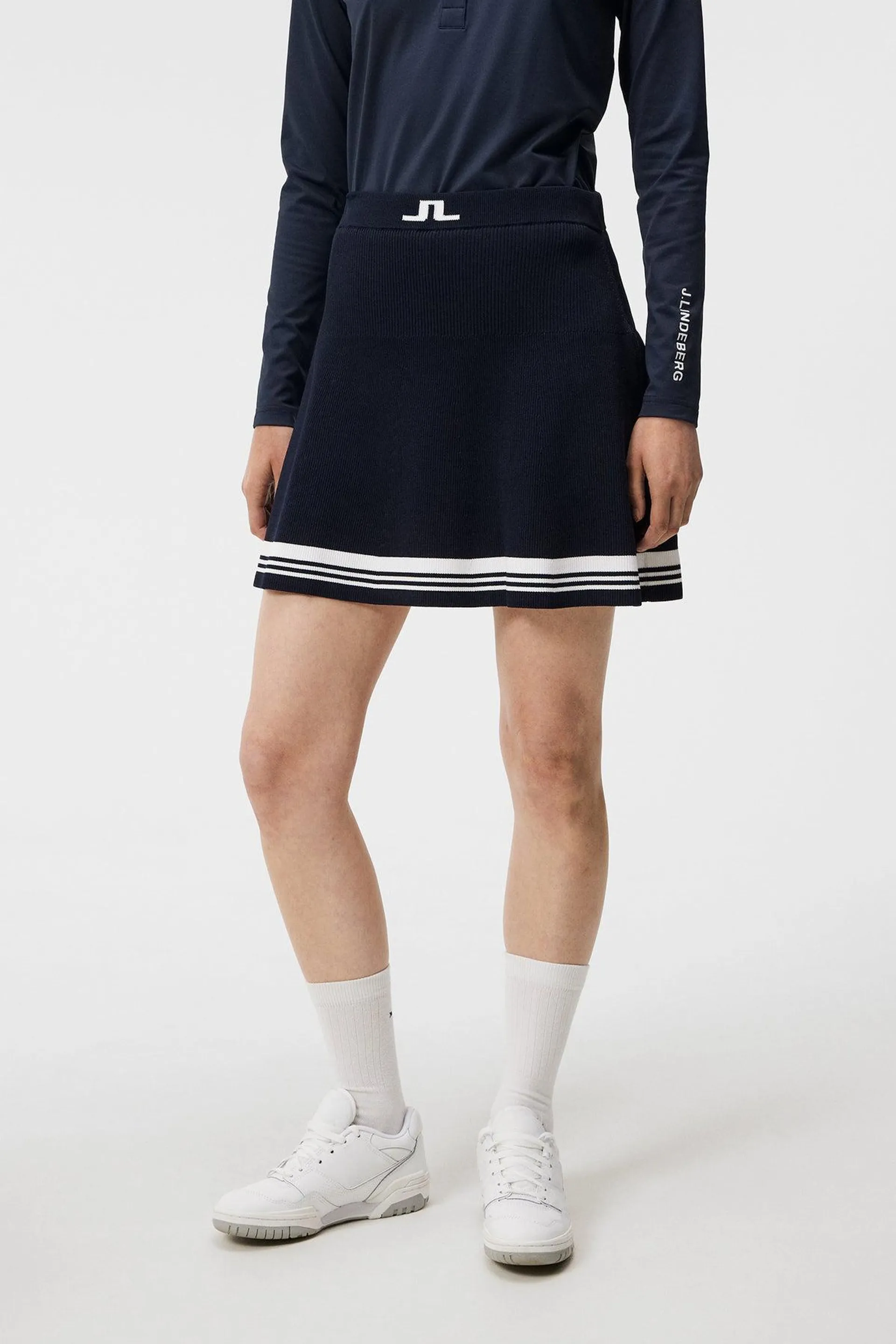 Frida Stripe Knitted Skirt JL Navy