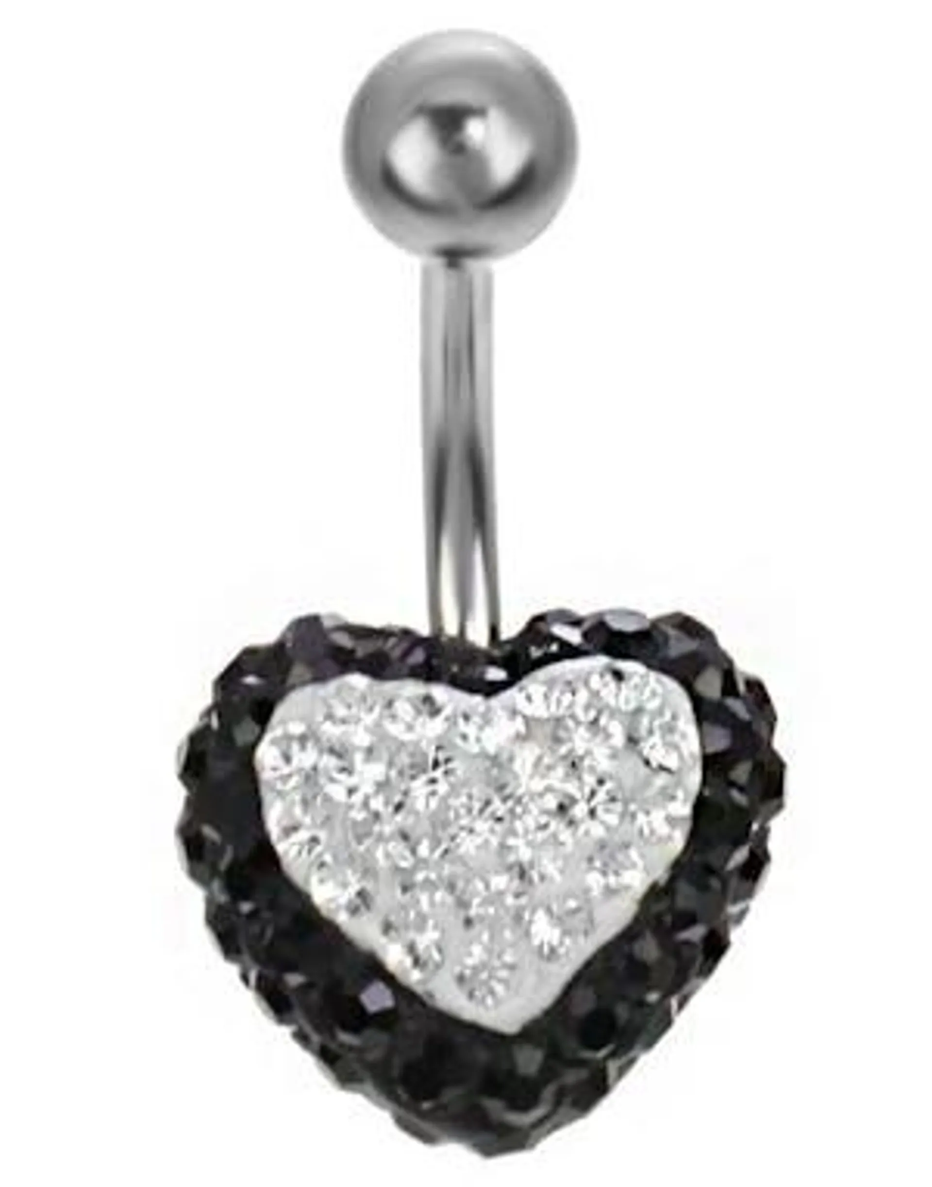 Celebrity Heart Navlepiercing - Svart/Hvit