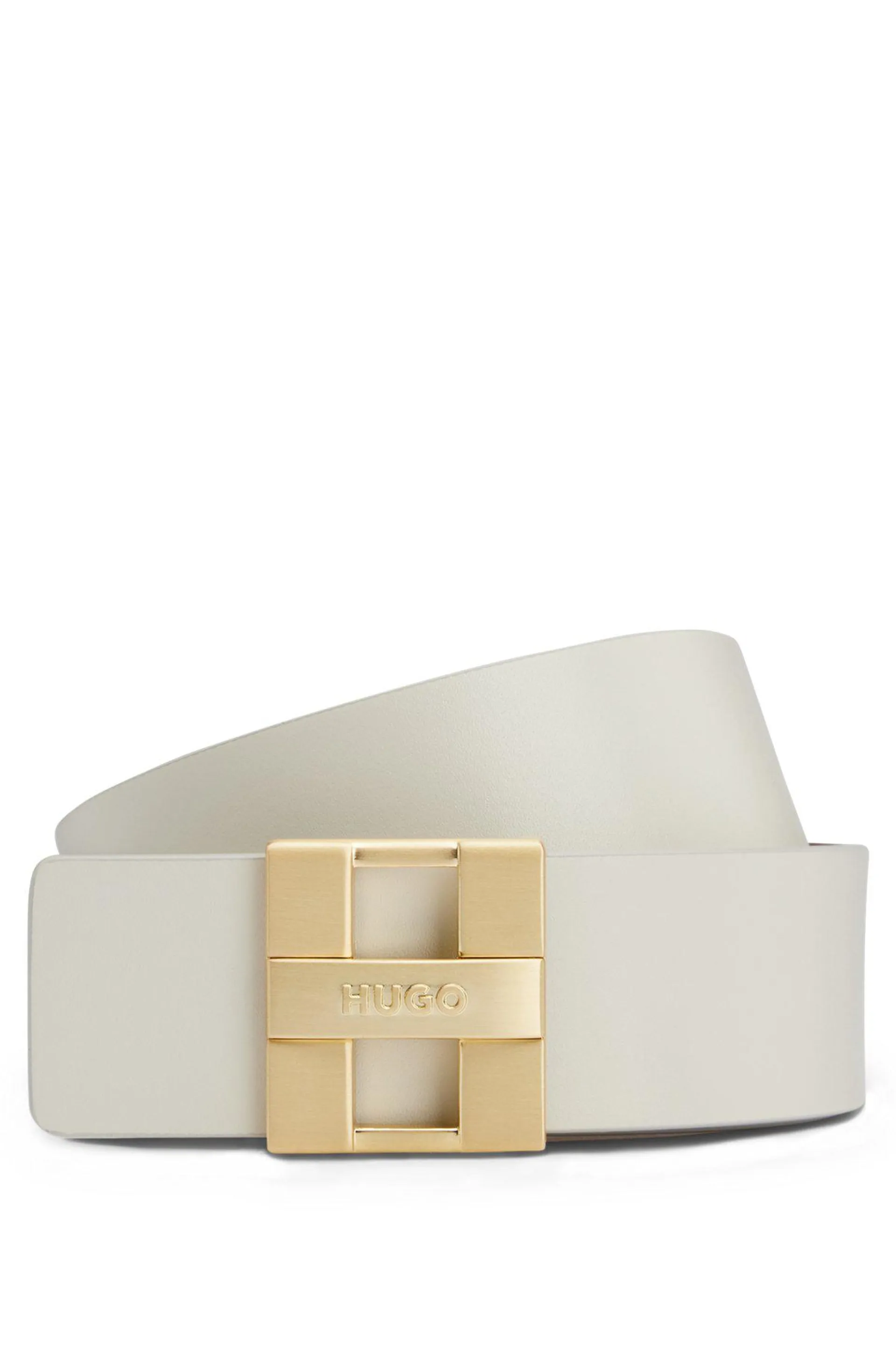 Reversible belt in Italian leather with branded buckle