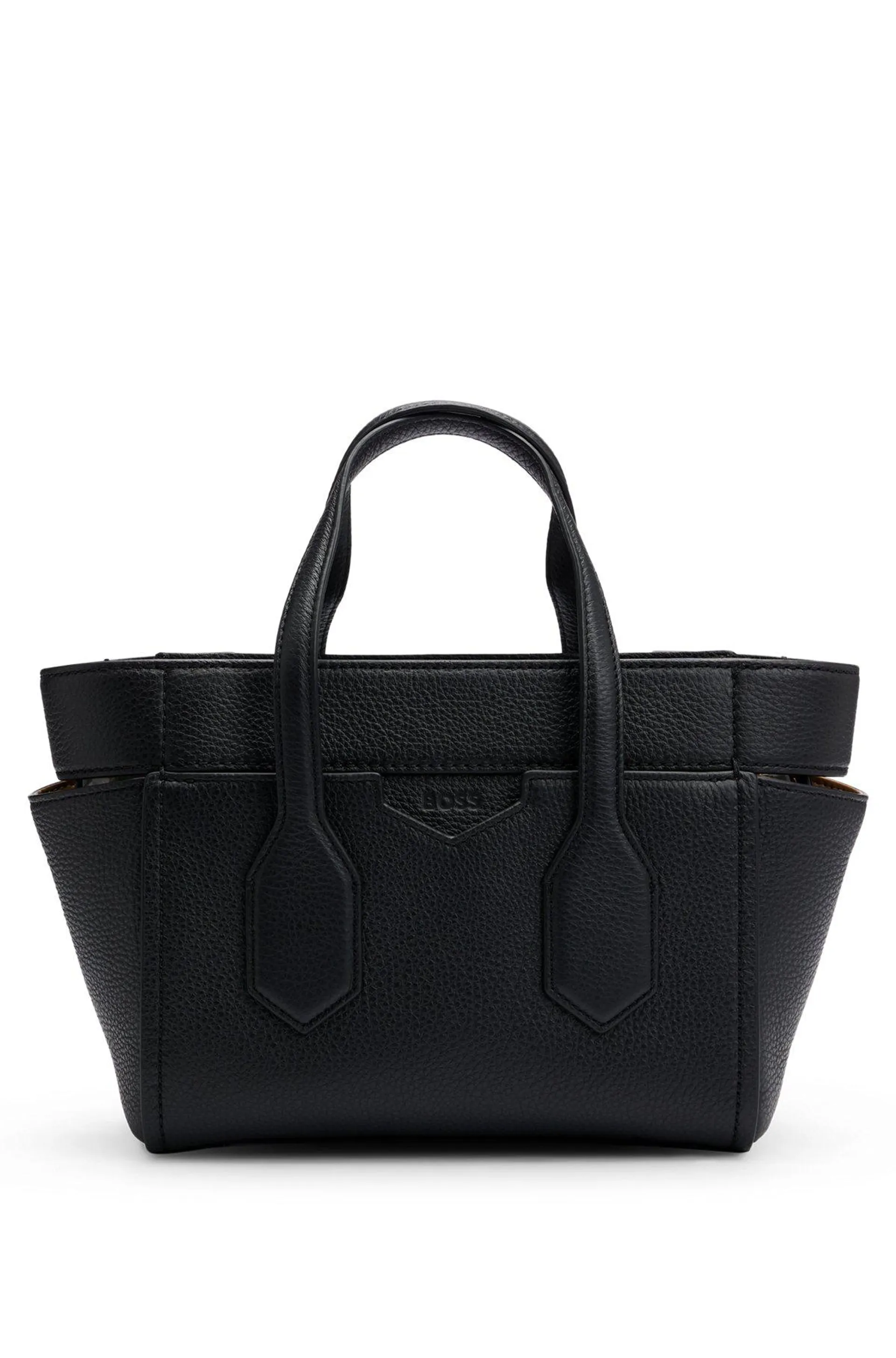 Grained-leather tote bag with debossed logo