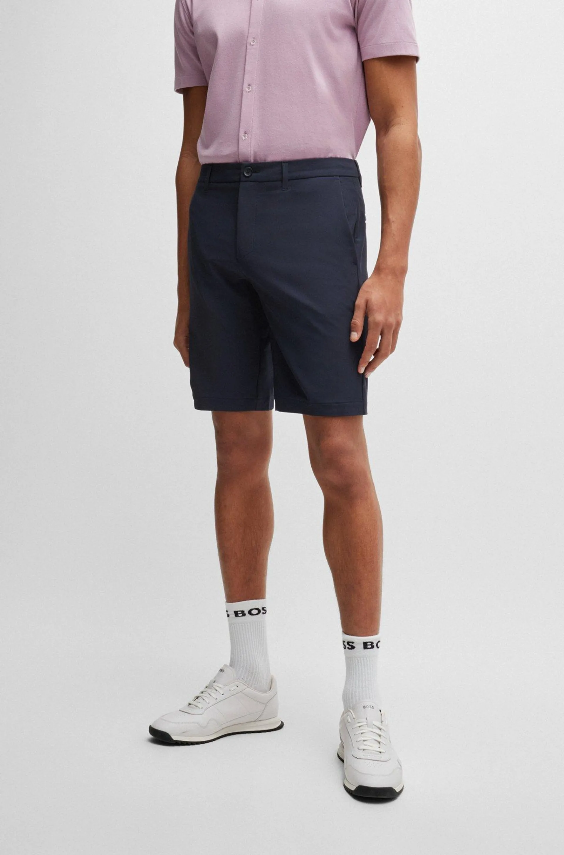 Slim-fit shorts in easy-iron four-way stretch fabric