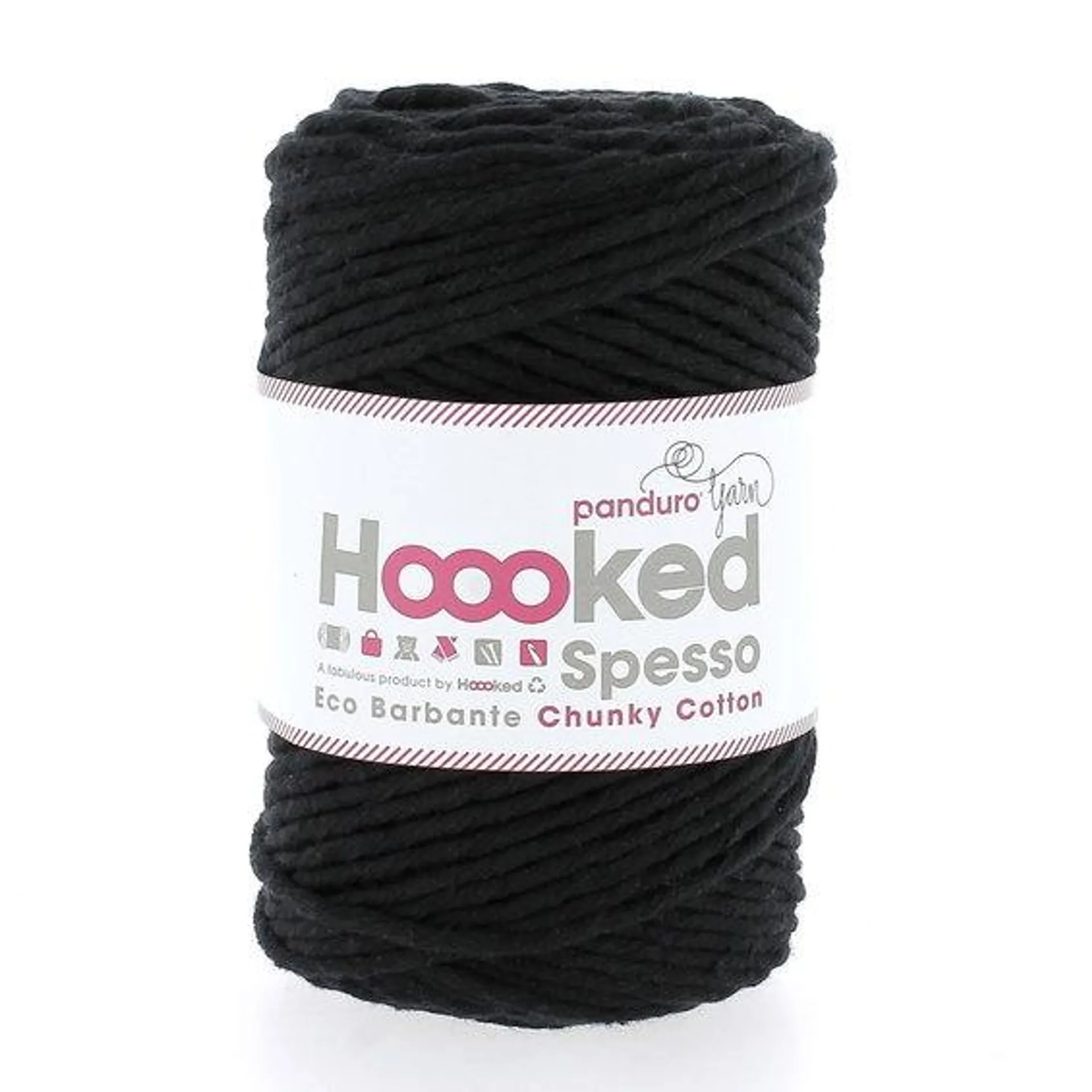 Hooked Spesso Eco Barbante Chunky Cotton by Panduro Yarn – 500 g svart, Noir S250