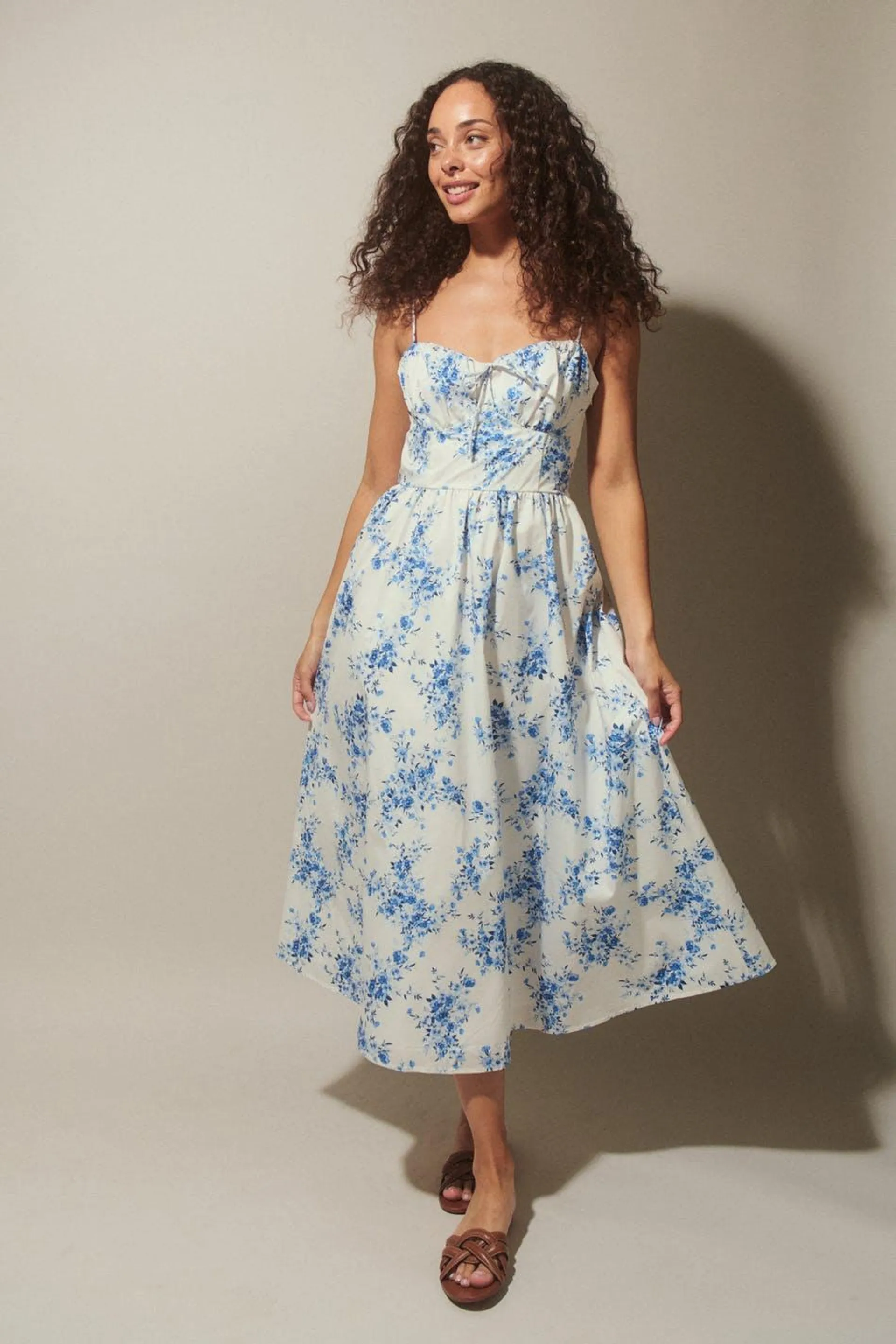 Gathered bust midi dress