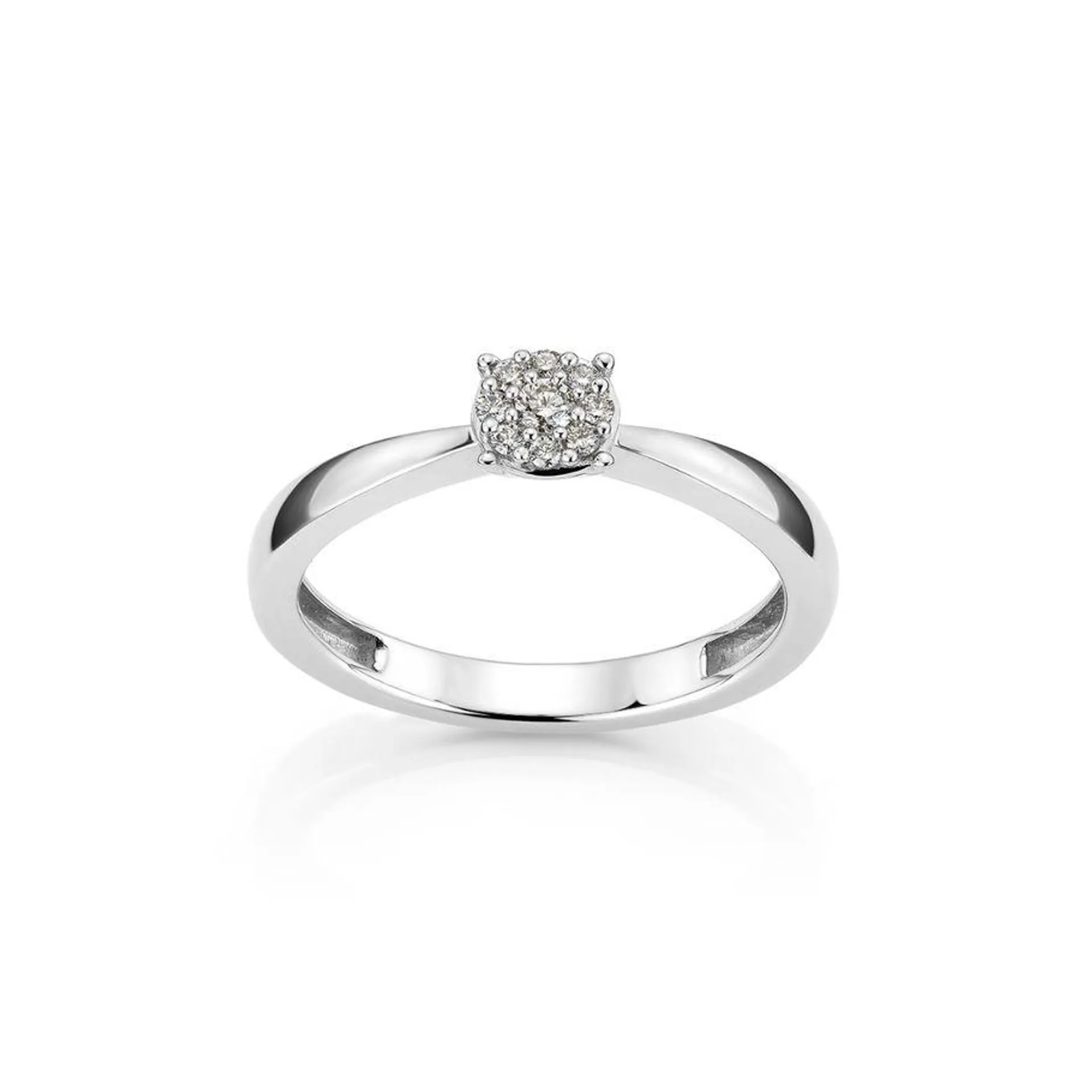 Diamantring 375 Hvitt Gull 0,11 ct