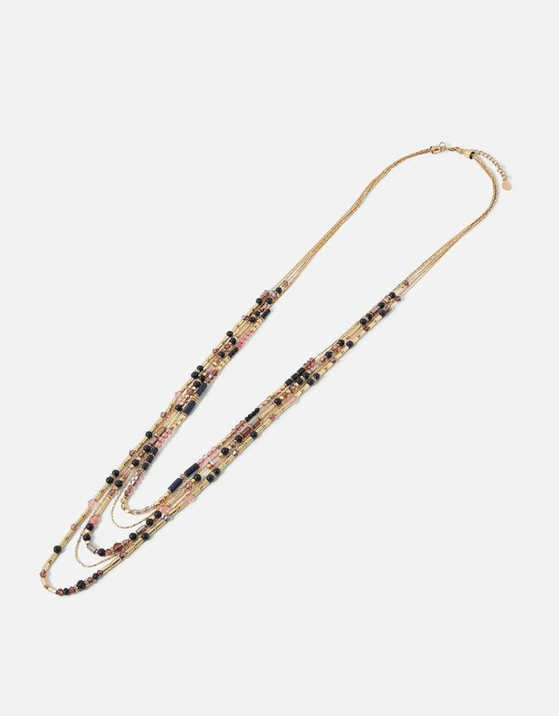 Layered Mixed Beads Rope Necklace