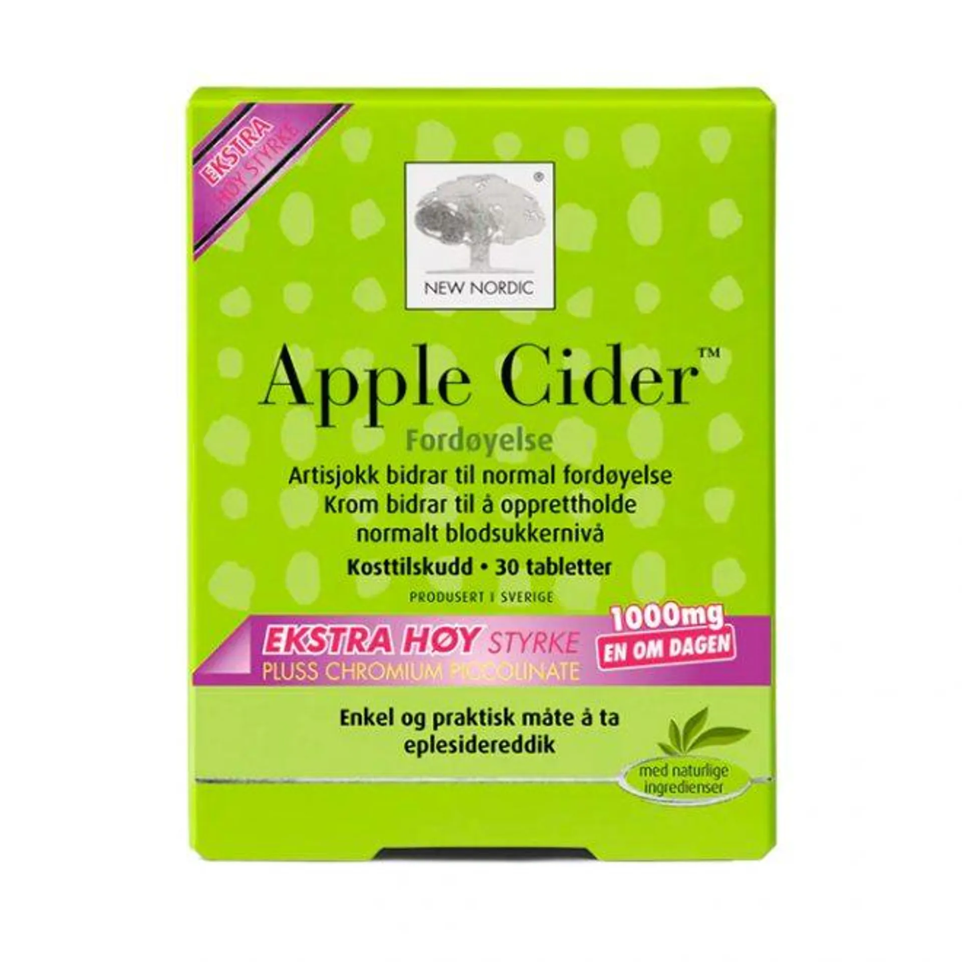 New Nordic apple cider høy styrke 1000 mg 30 tabletter