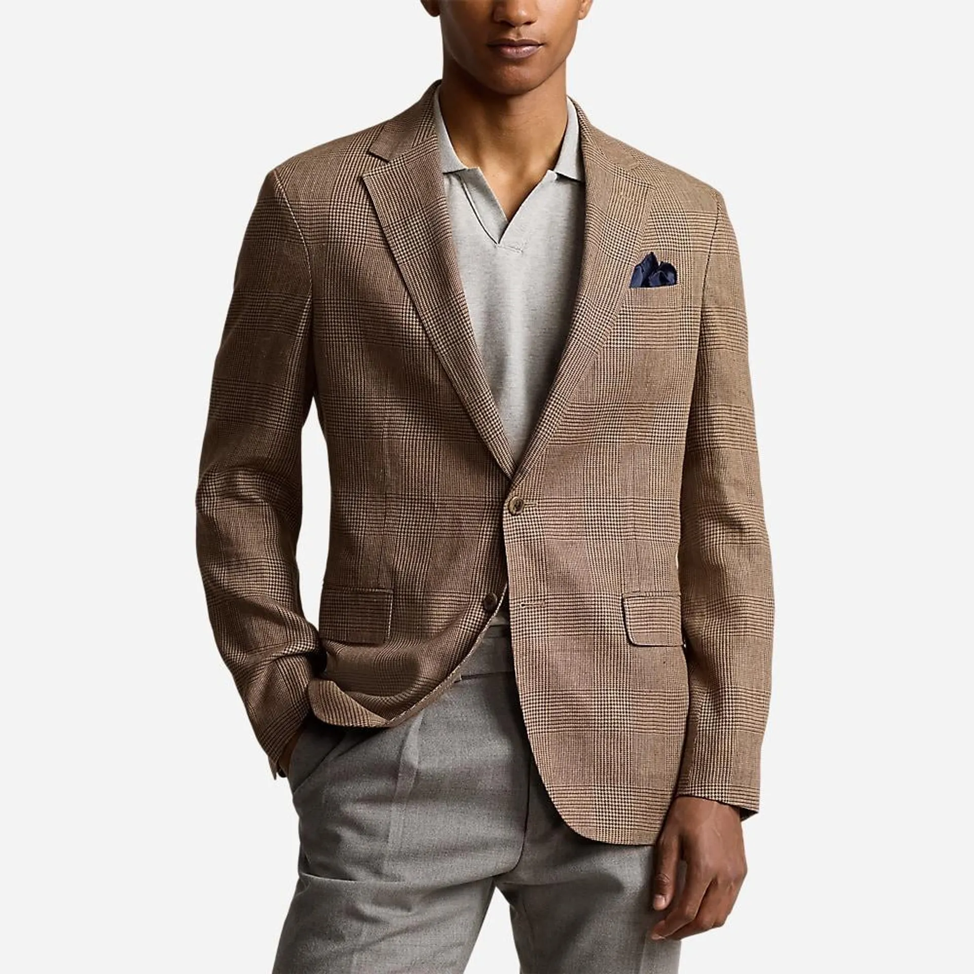 Polo Soft Modern Glen Plaid Suit Jacket - Tan/Brown