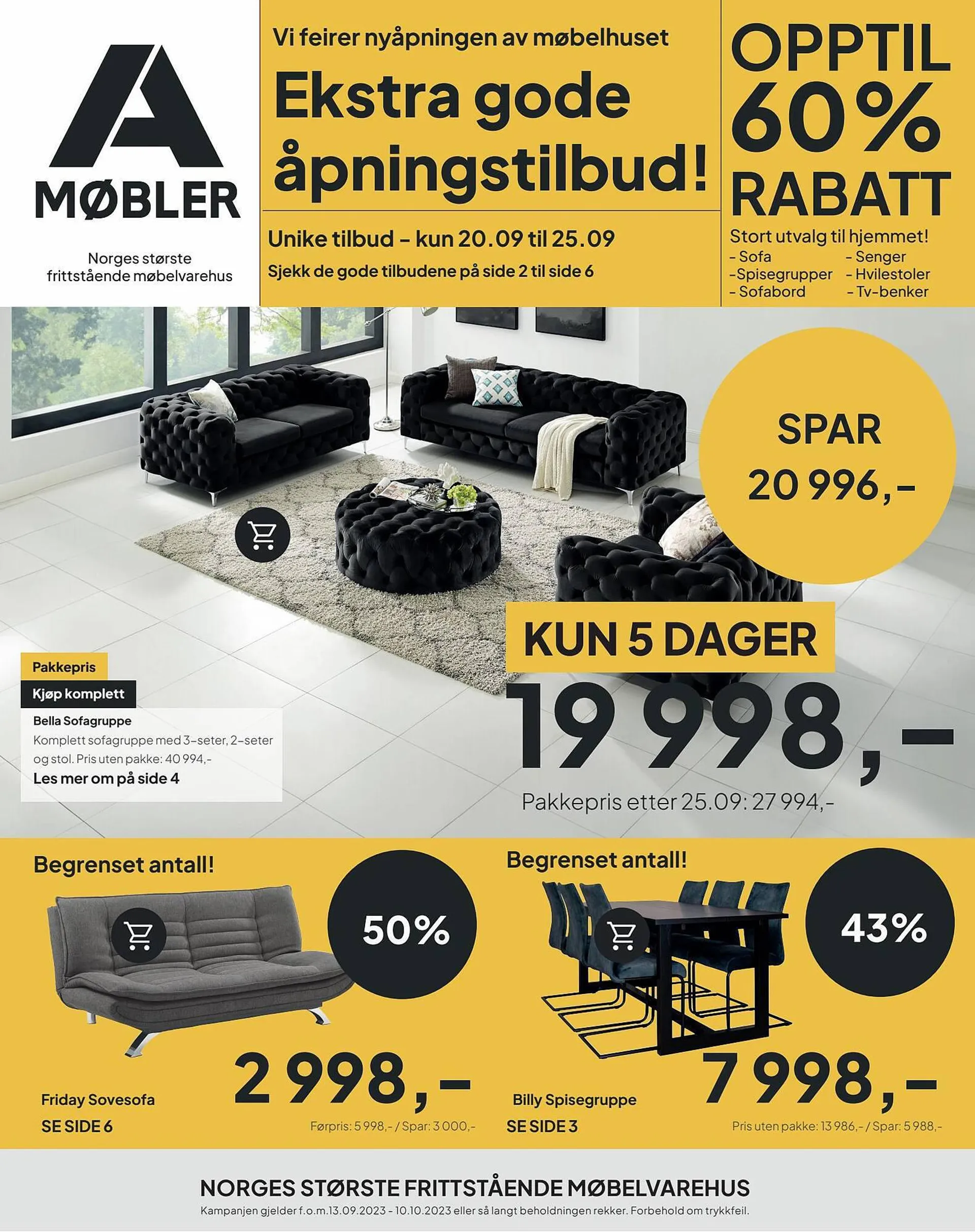 A-Møbler Kundeavis fra 13. september til 25. september 2023 - kundeavisside 1