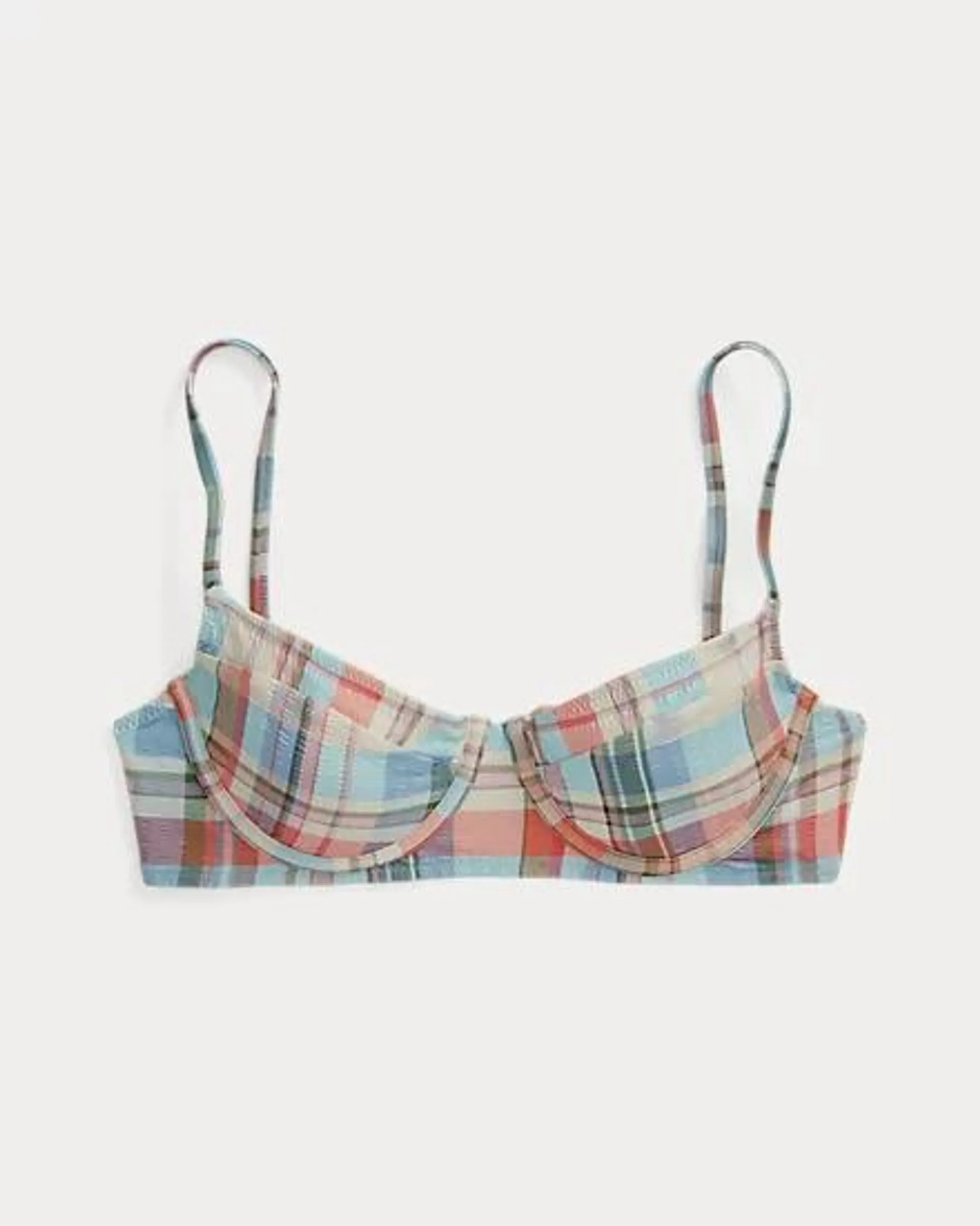 Plaid Corset Bikini Top