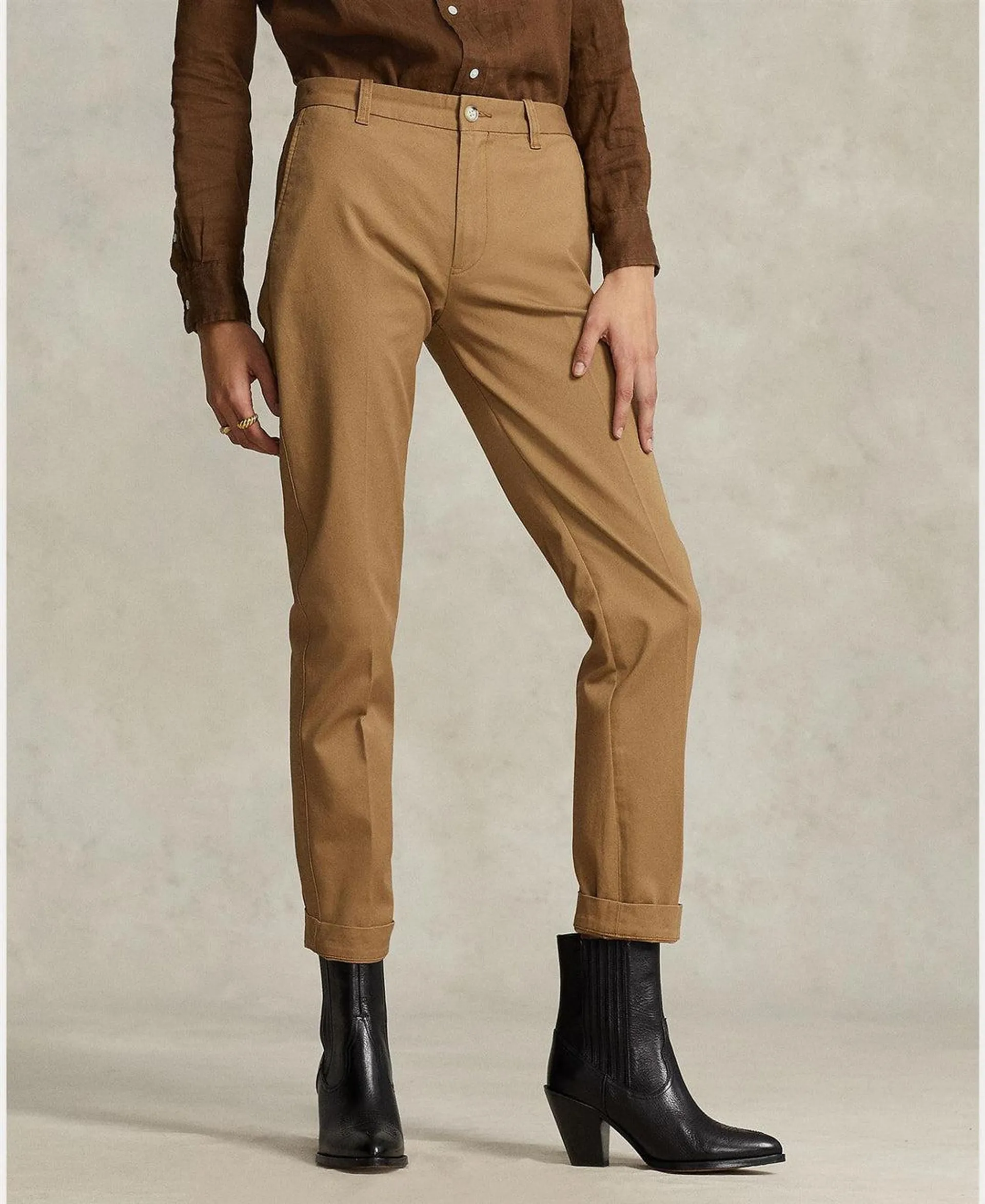 SLIM FIT TWILL CHINO ANKLE PANT Khaki