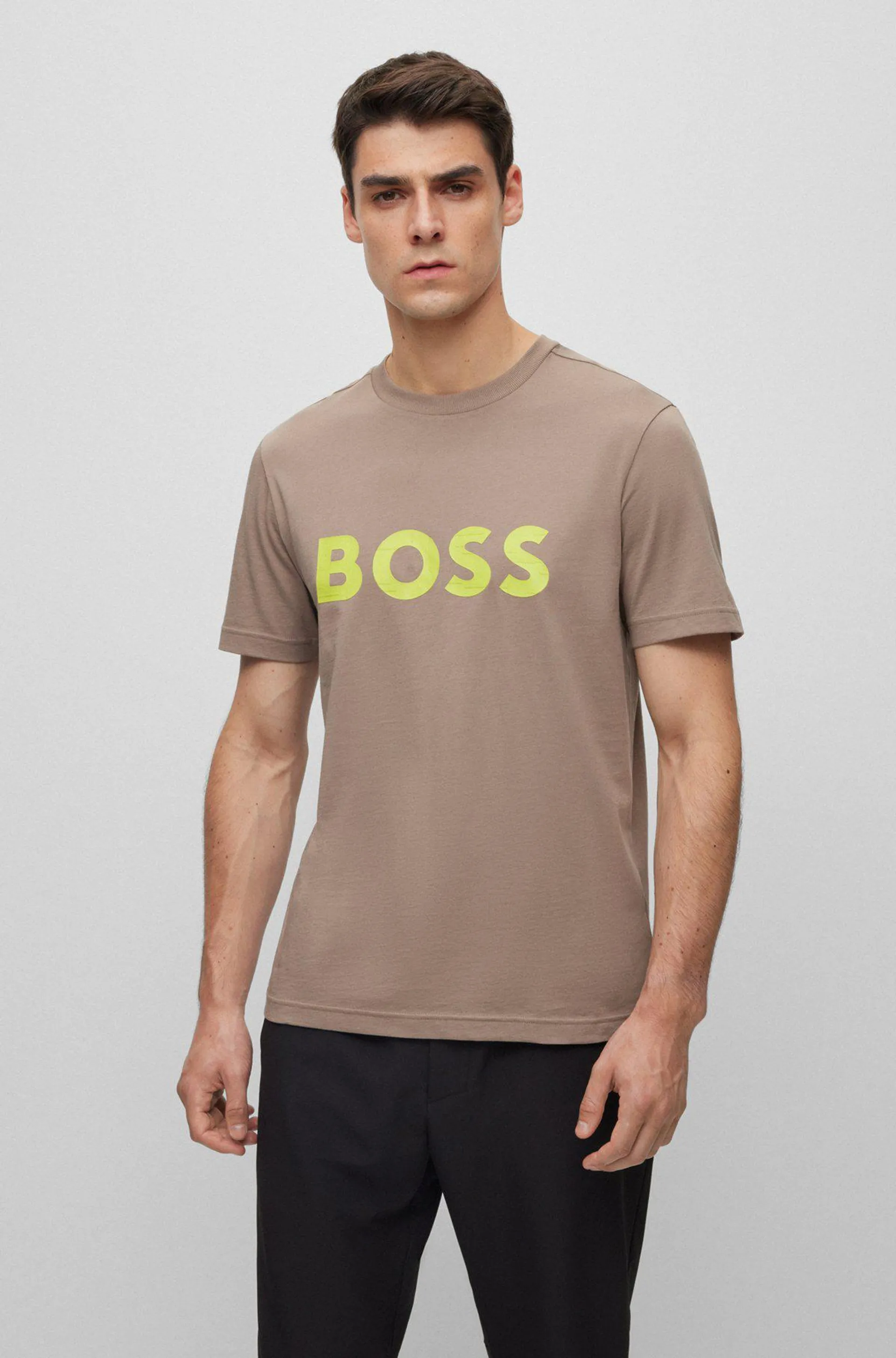 Contrast logo-print T-shirt in cotton jersey