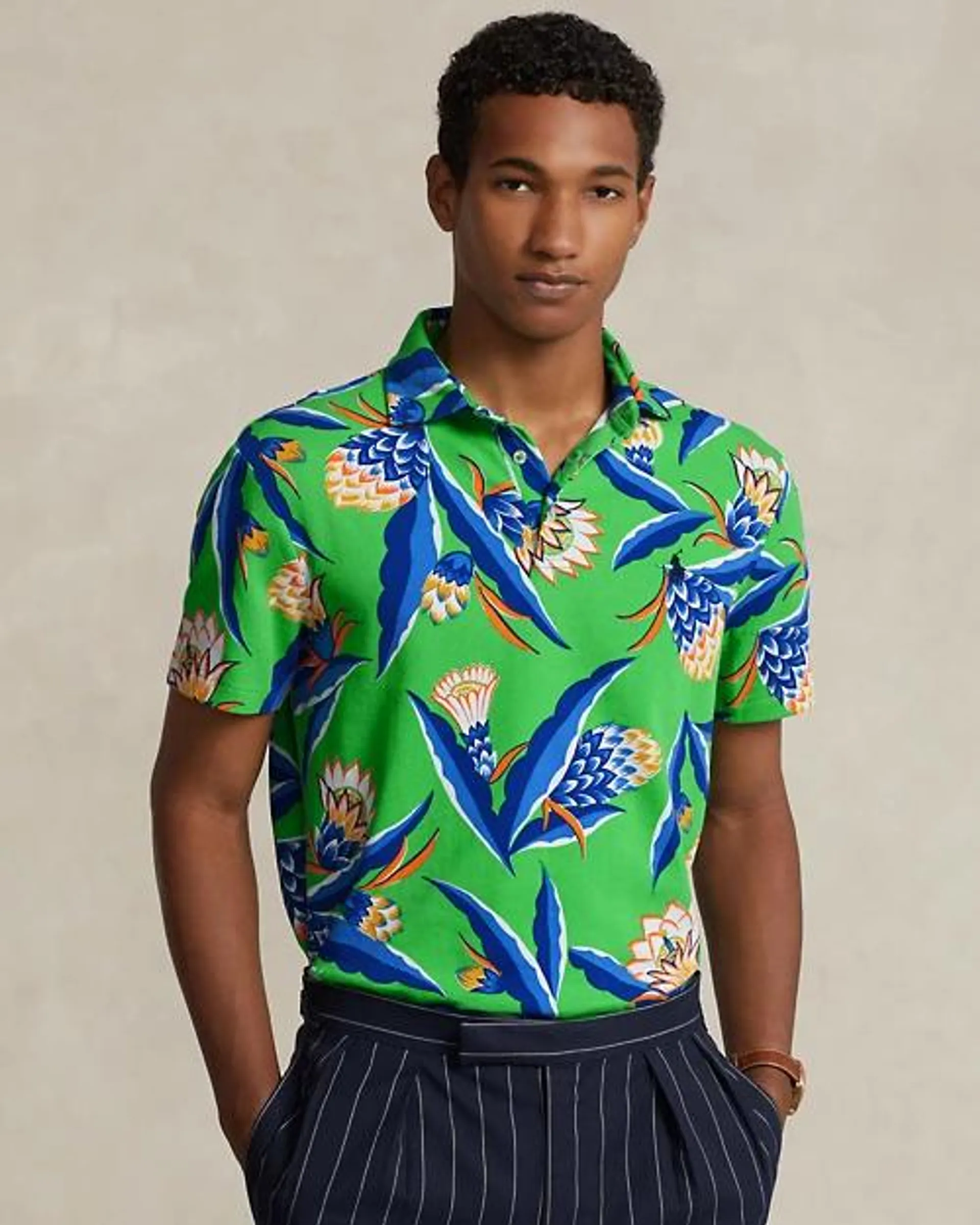 Custom Slim Fit Floral Spa Terry Polo