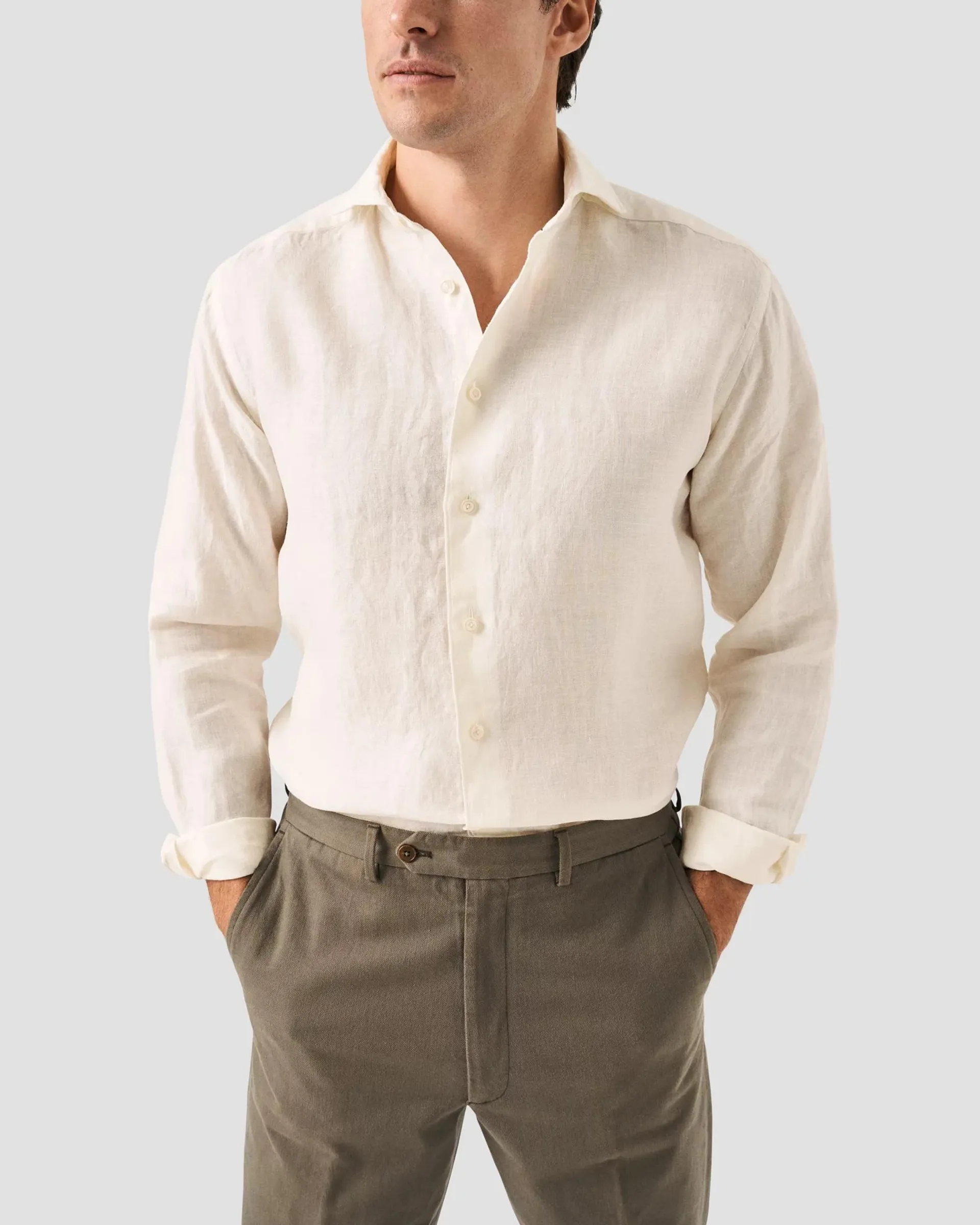 White Solid Linen Shirt