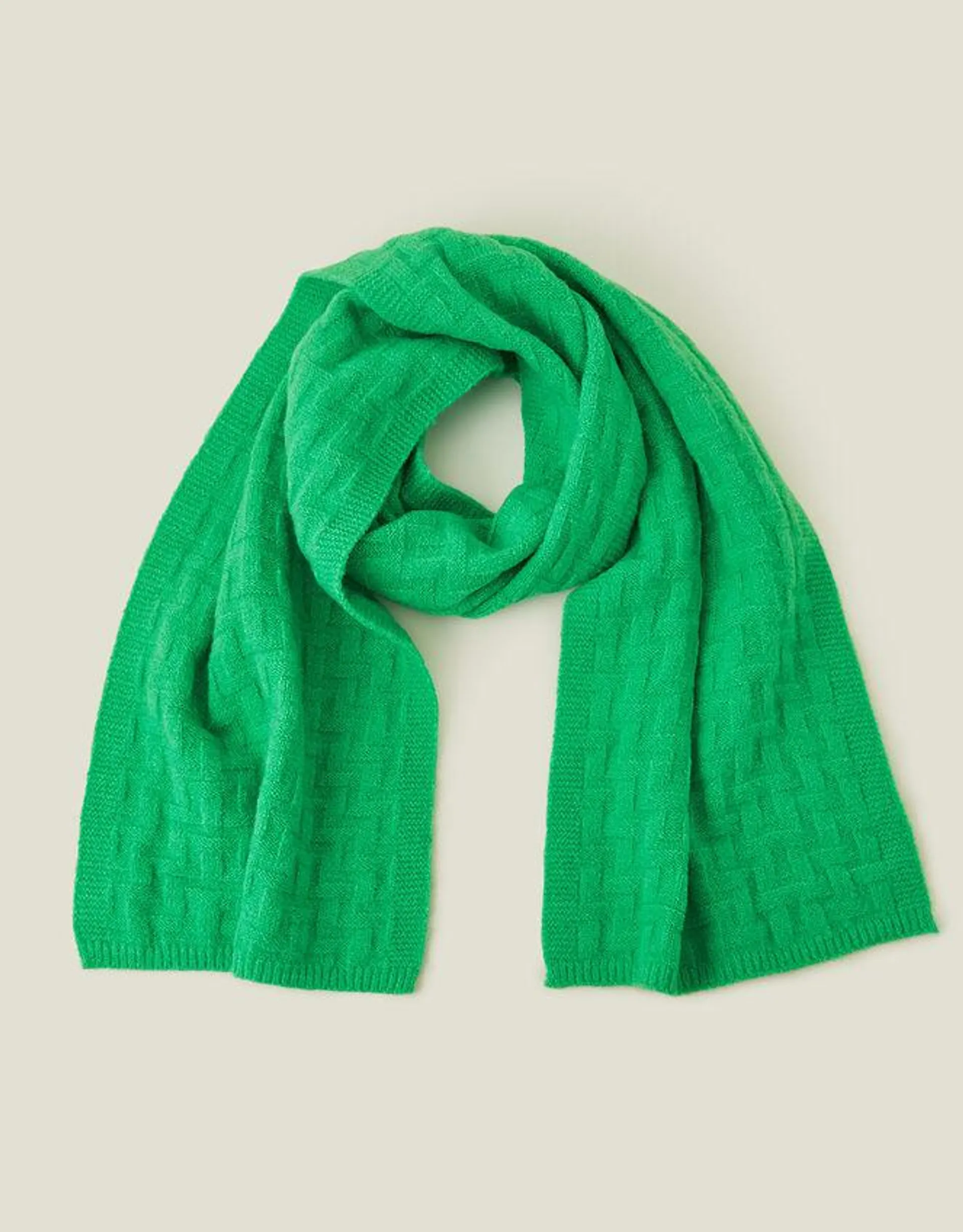 Geometric Knit Scarf Green