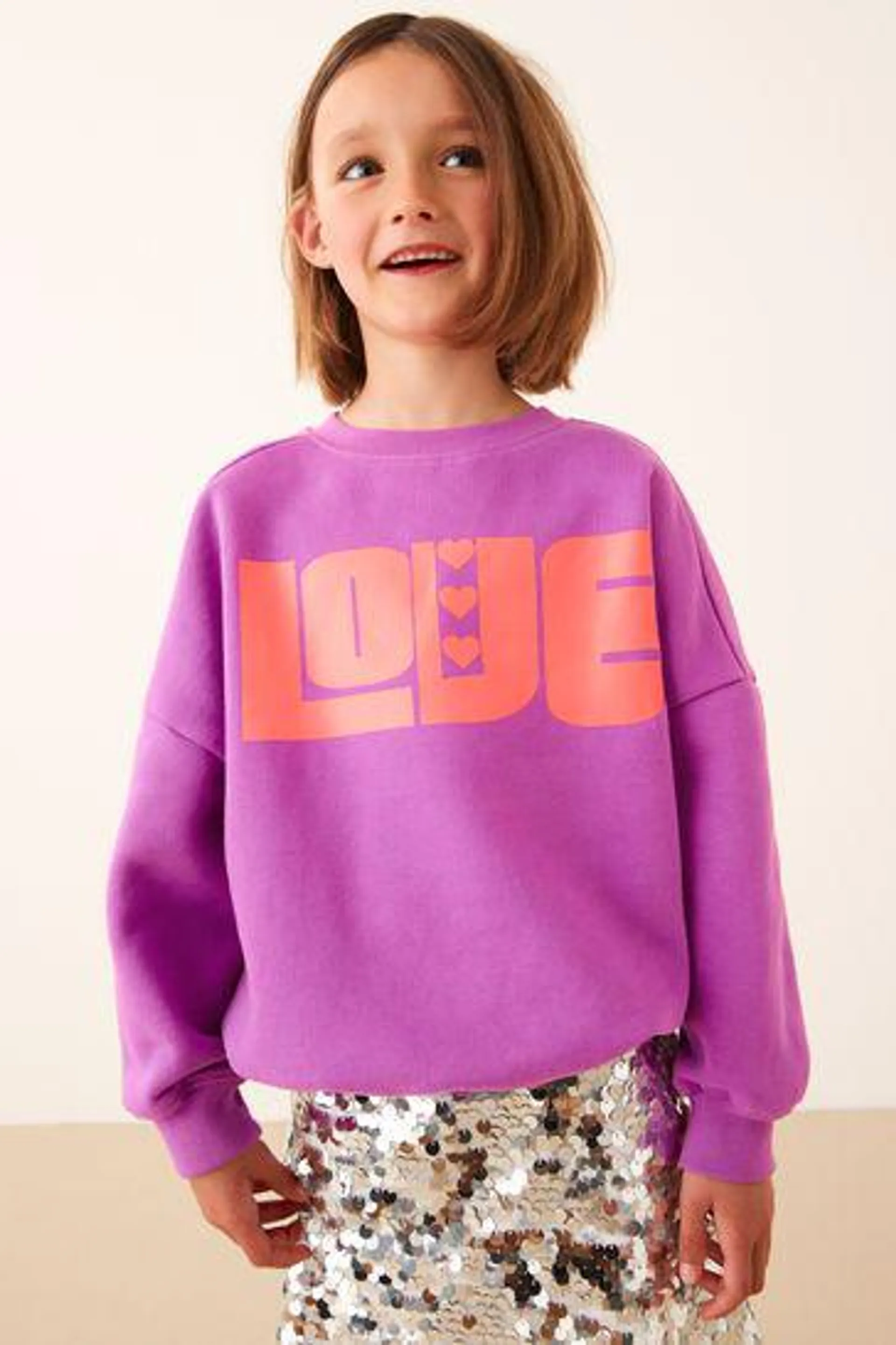Happy Oversized Slogan Long Sleeve Sweatshirt (3-16yrs)
