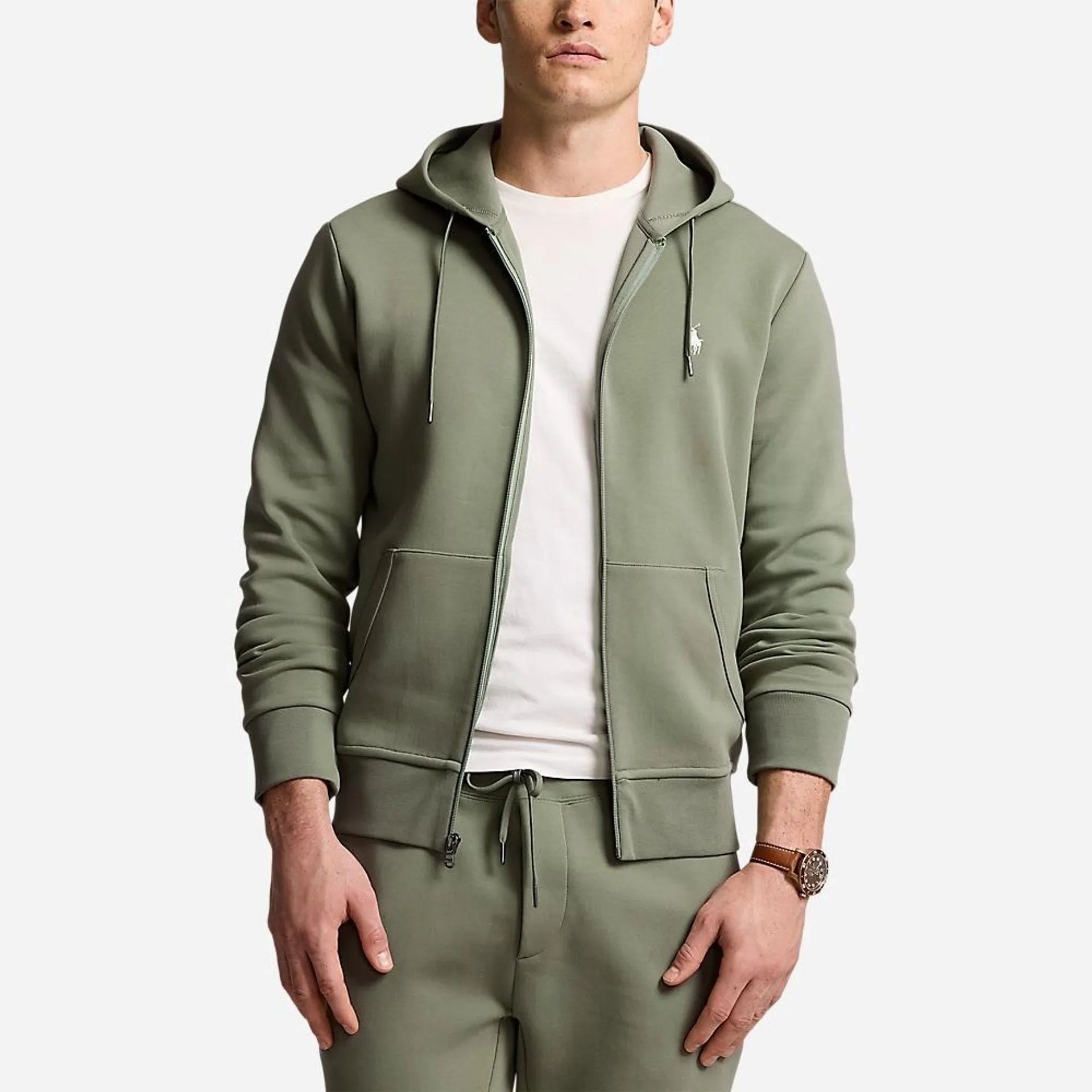 Double-Knit Full Zip Hoodie - Cargo Green