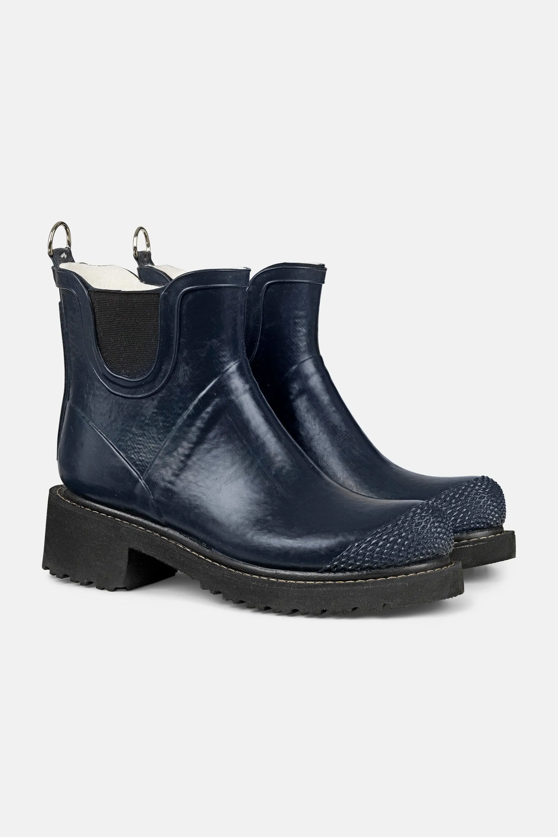 Short Rubber Boots With High Heel - Dark Indigo