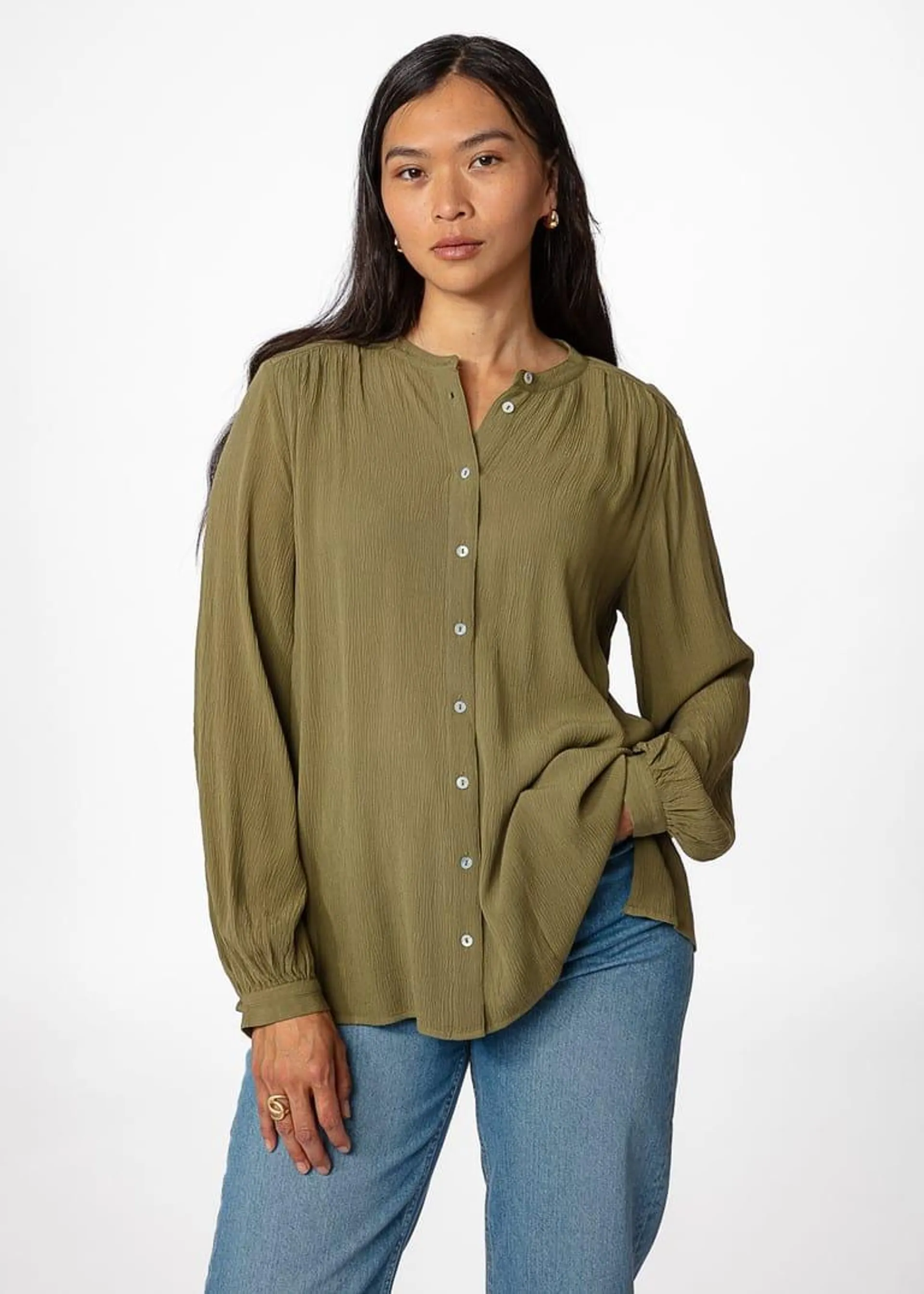 Green crinkle shirt