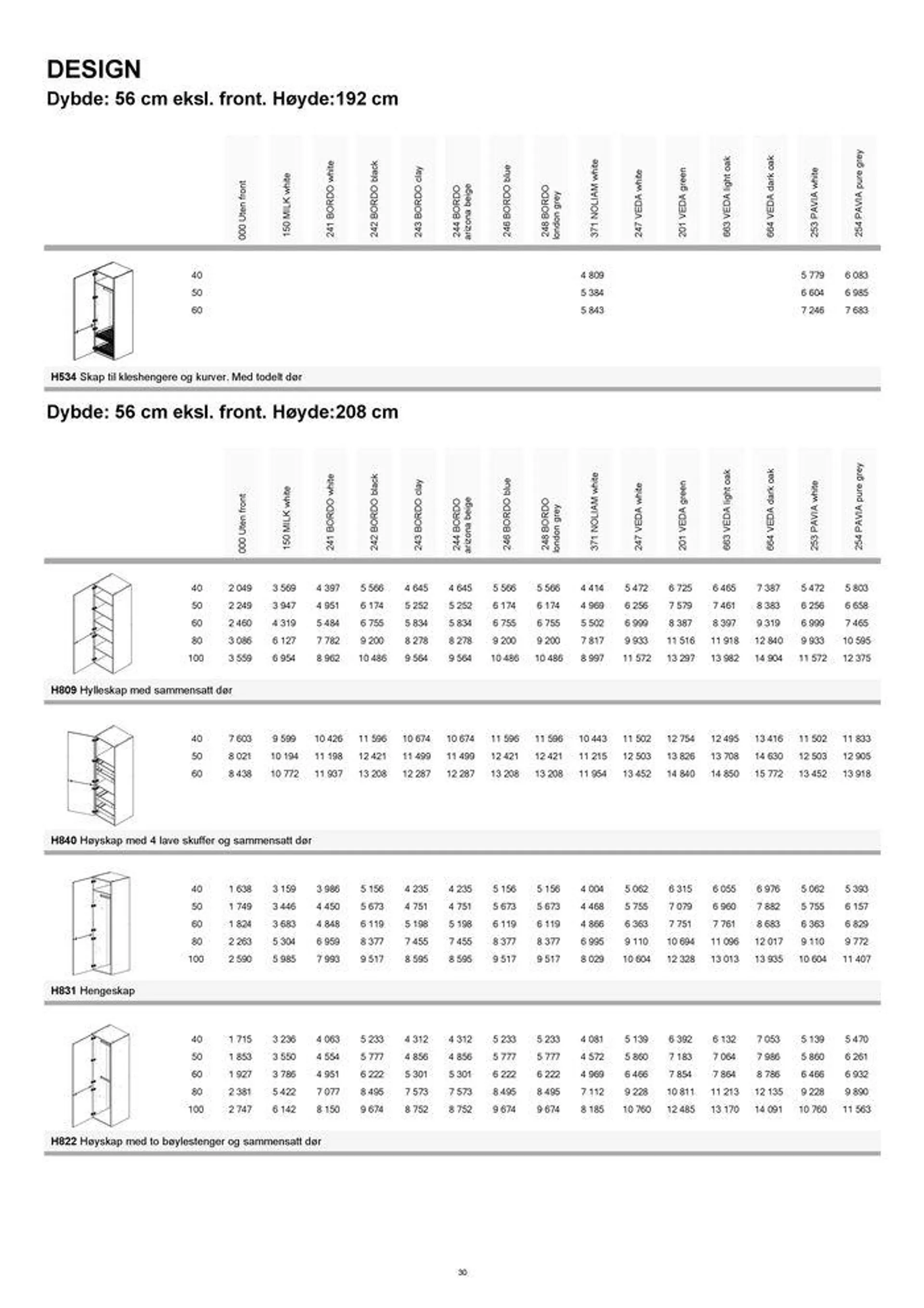 kvik kjøkken Garderobe prisliste. fra 4. september til 18. september 2024 - kundeavisside 30