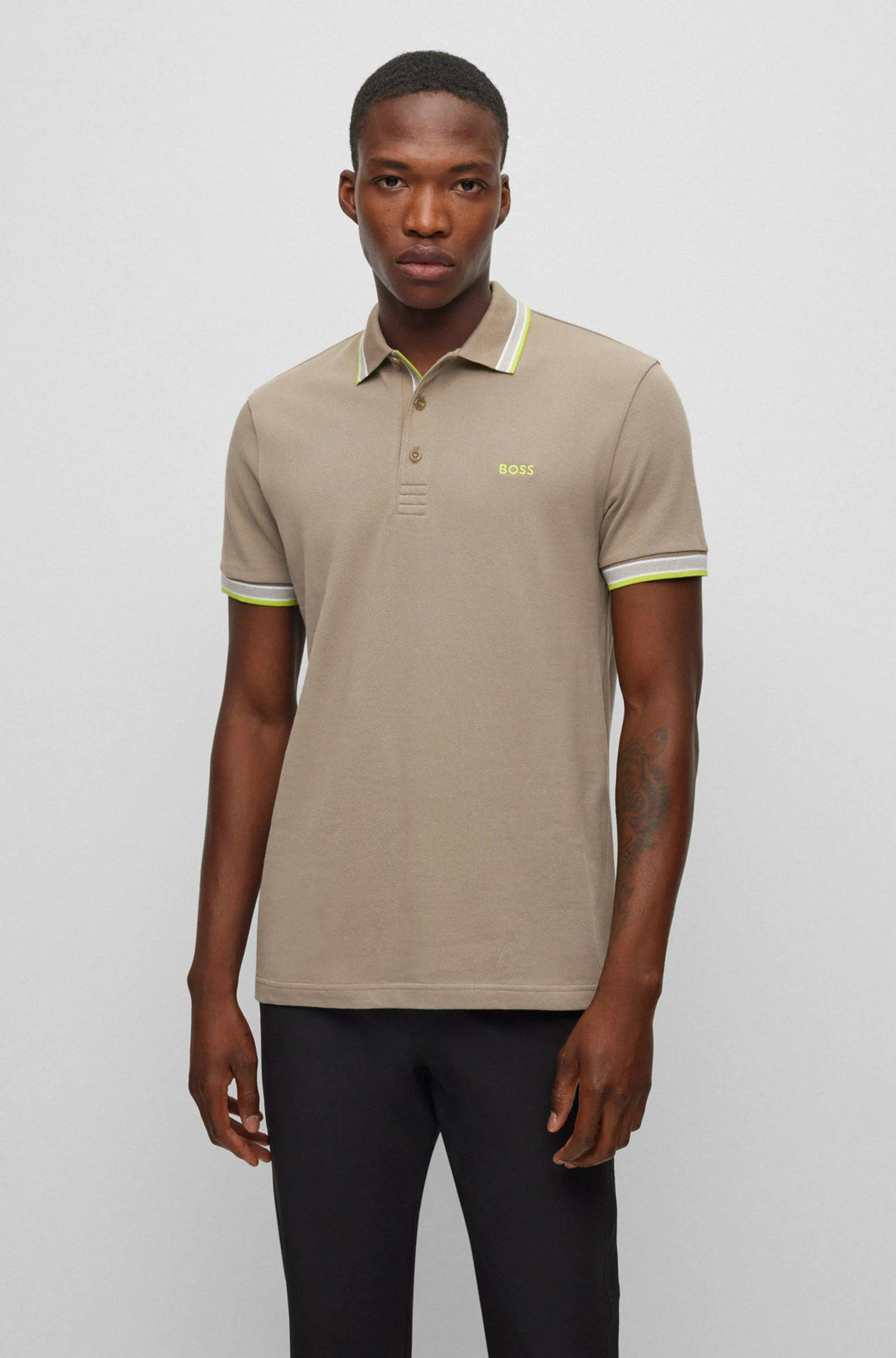 Organic-cotton polo shirt with logo