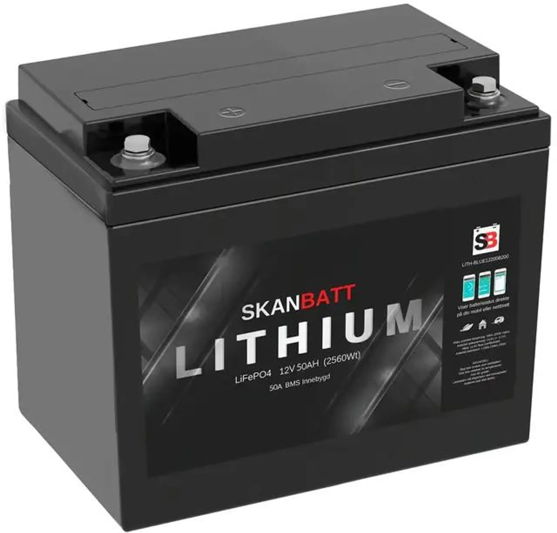 SKANBATT BT Lithium Batteri 12V 50AH