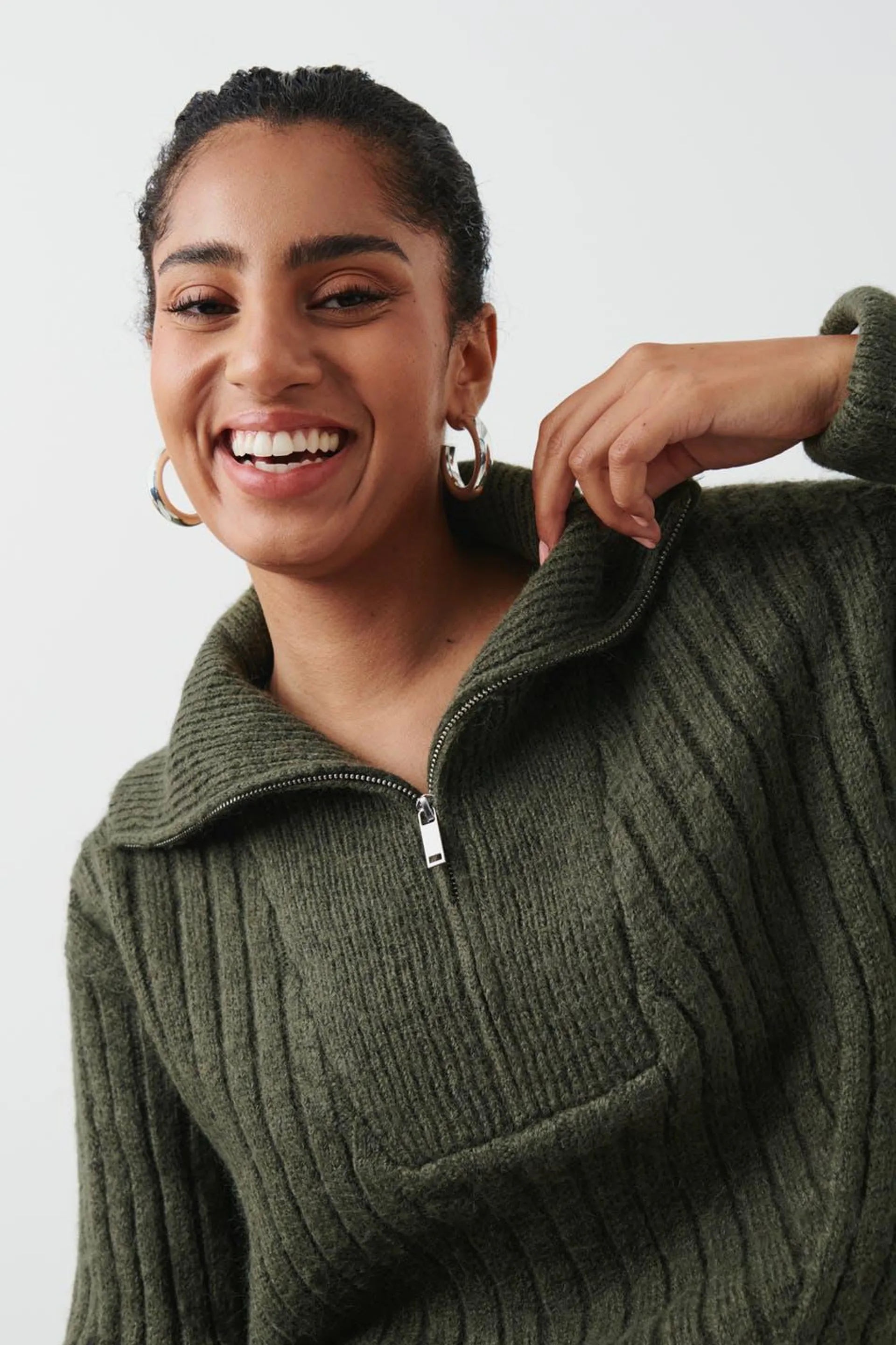 Knitted zip sweater