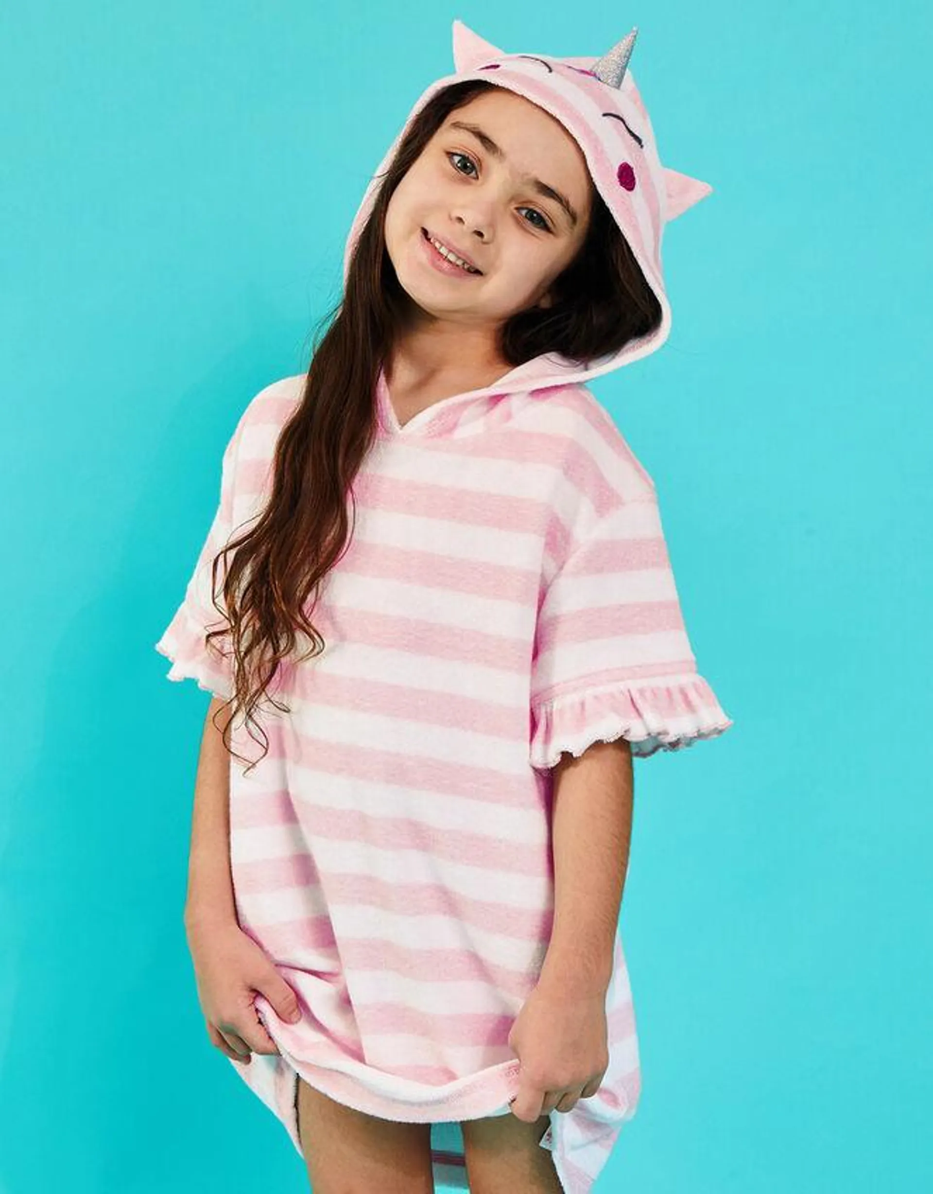 Girls Unicorn Towel Dress Pink