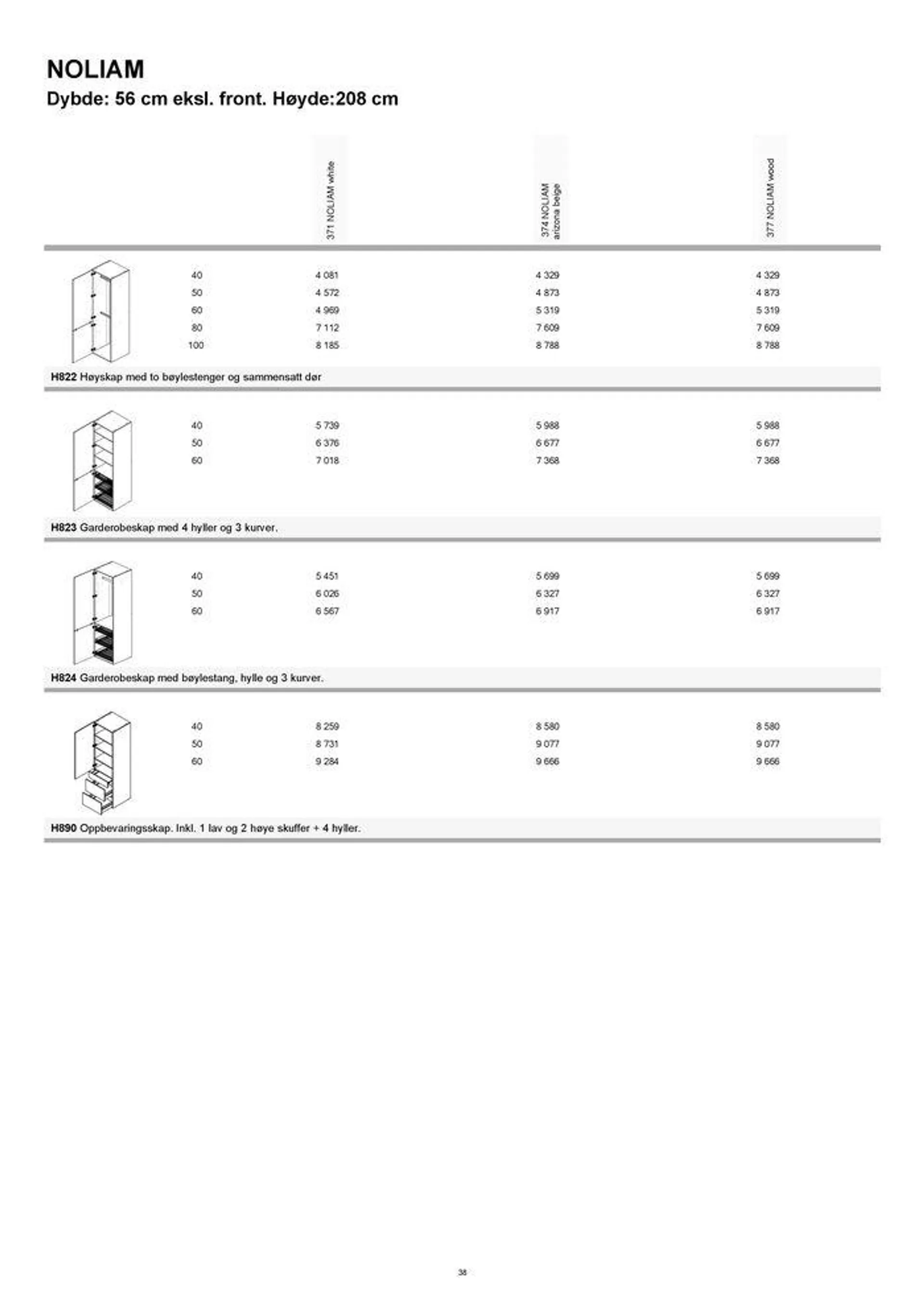 kvik kjøkken Garderobe prisliste. fra 4. september til 18. september 2024 - kundeavisside 38