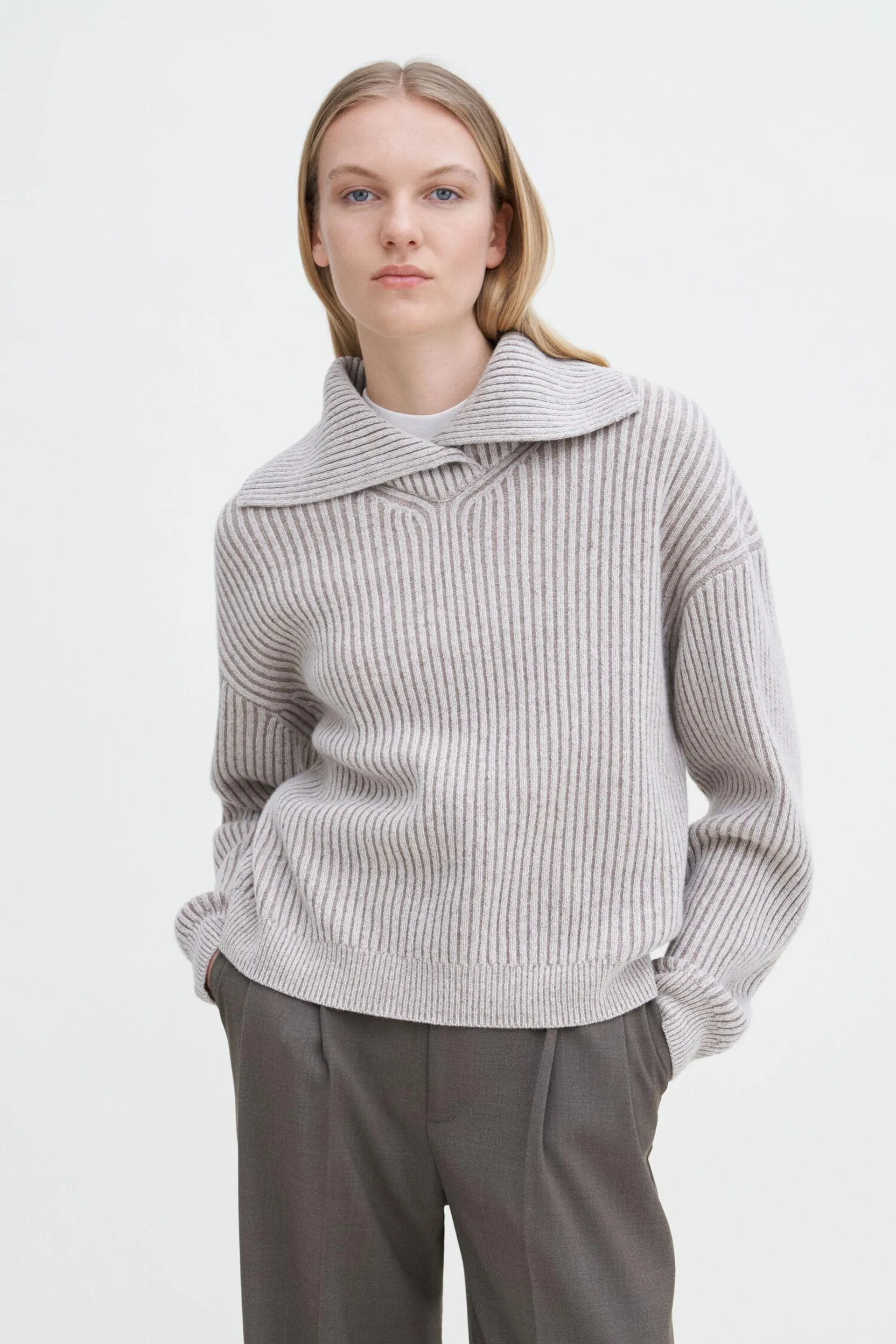 Ribbed Collar Sweater