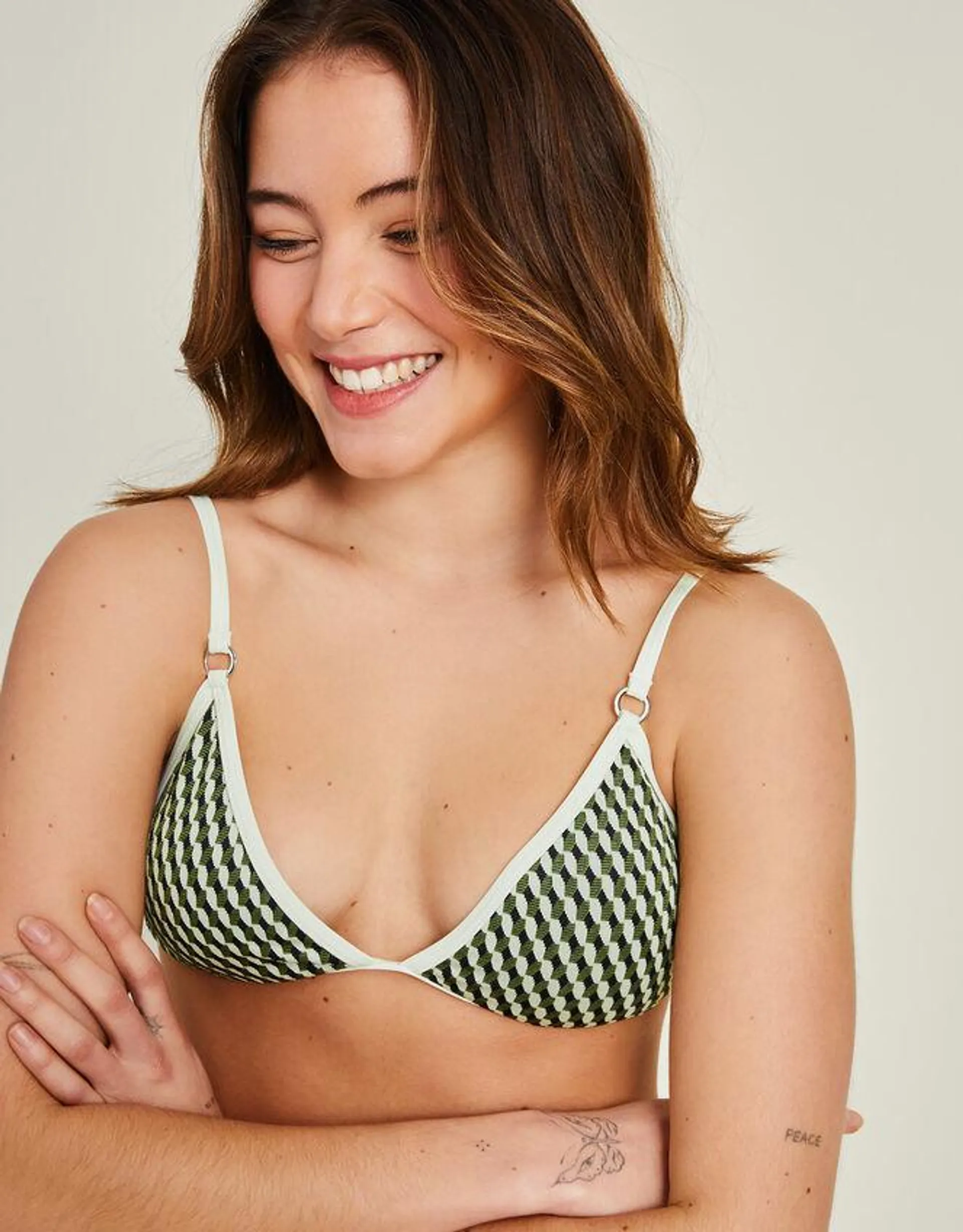 Jacquard Triangle Bikini Top