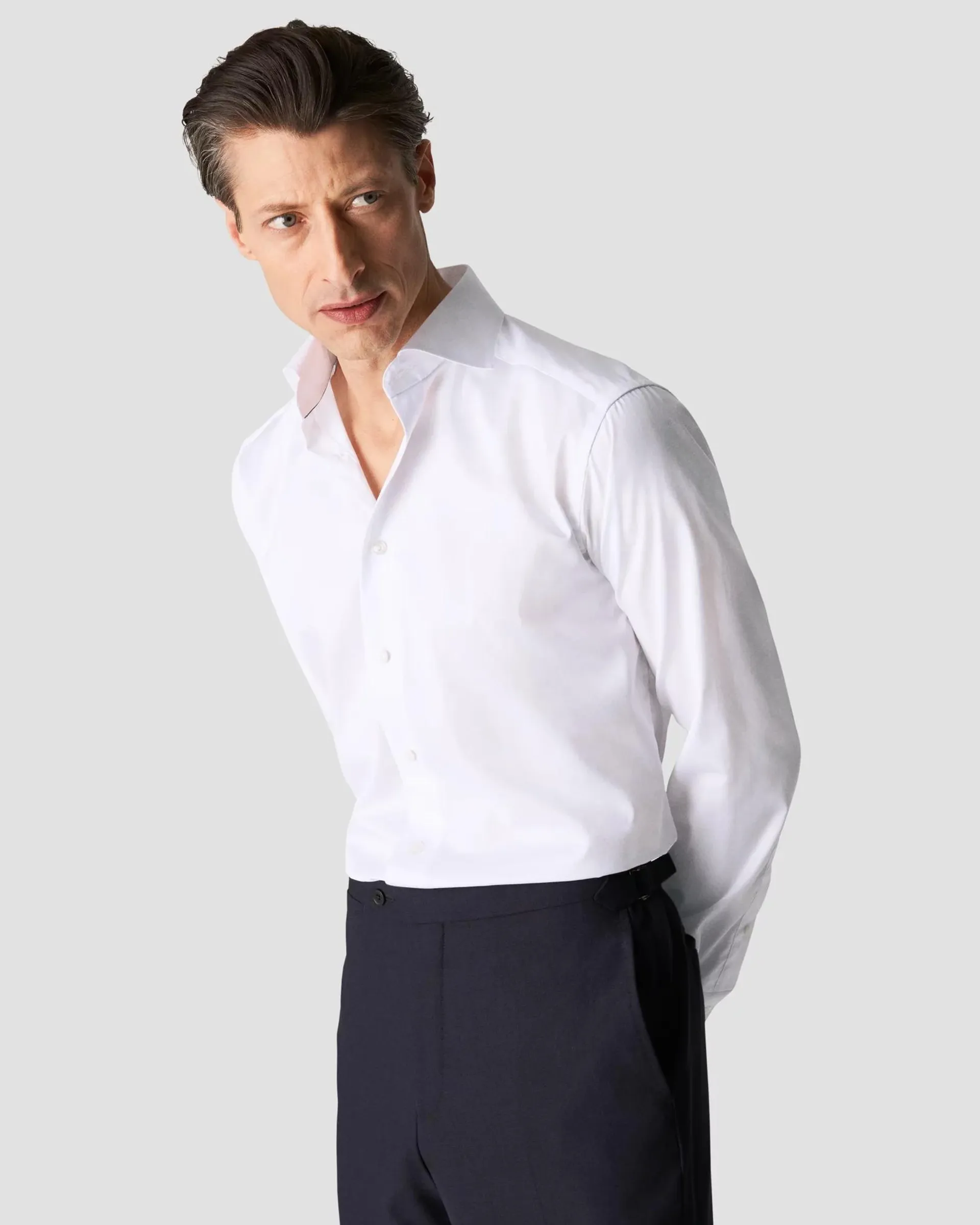 White Signature Twill Shirt - Wide Spread Collar