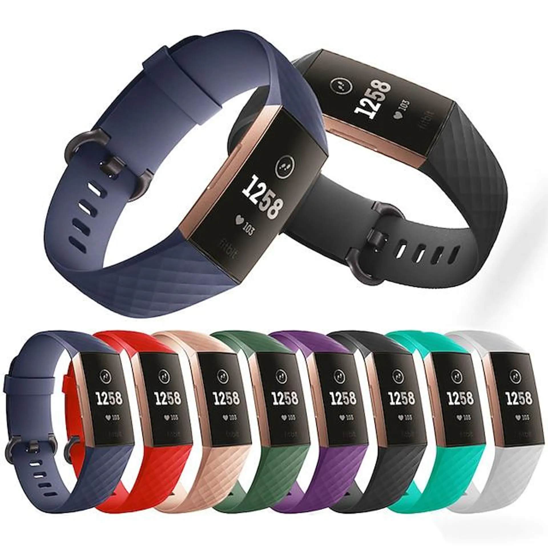 1 pcs Reim til Smartklokke til Fitbit Charge 3 / Charge 3 SE / Charge 4 Silikon Smartklokke Stropp Myk Pustende Sportsrem Erstatning Armbånd