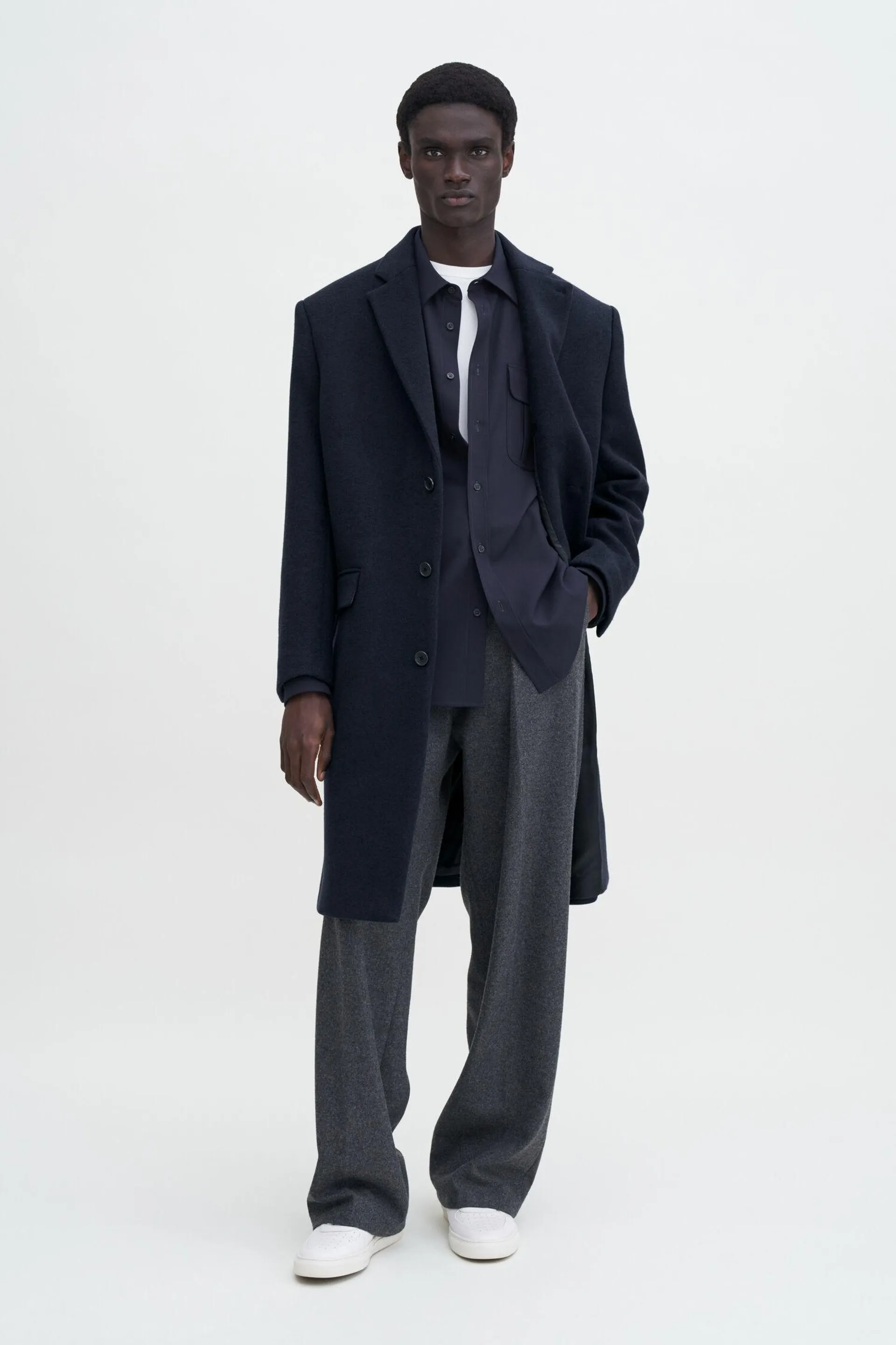 Relaxed Wool Crombie Coat