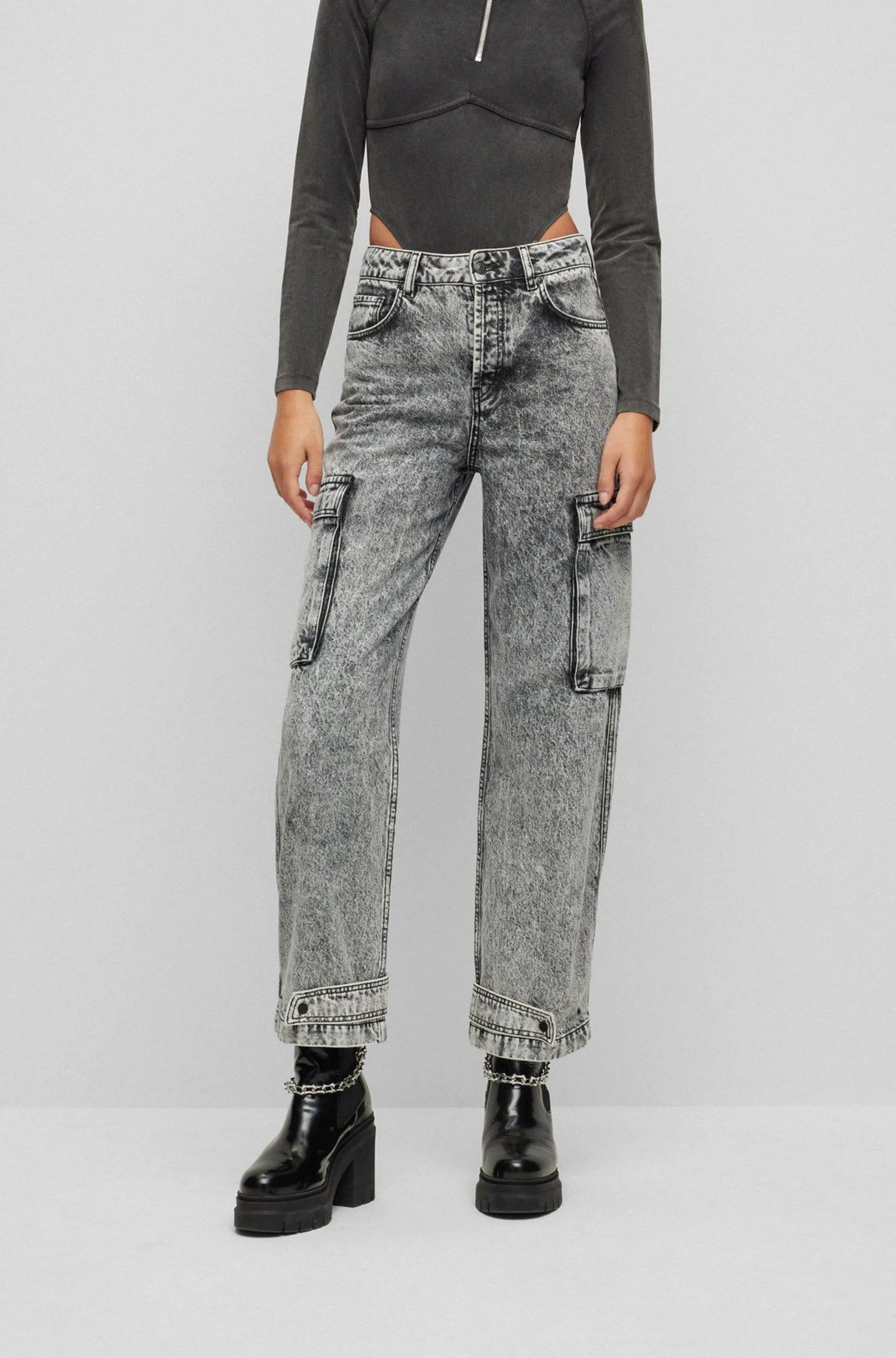 HUGO x Bella Poarch relaxed-fit jeans with cargo pockets
