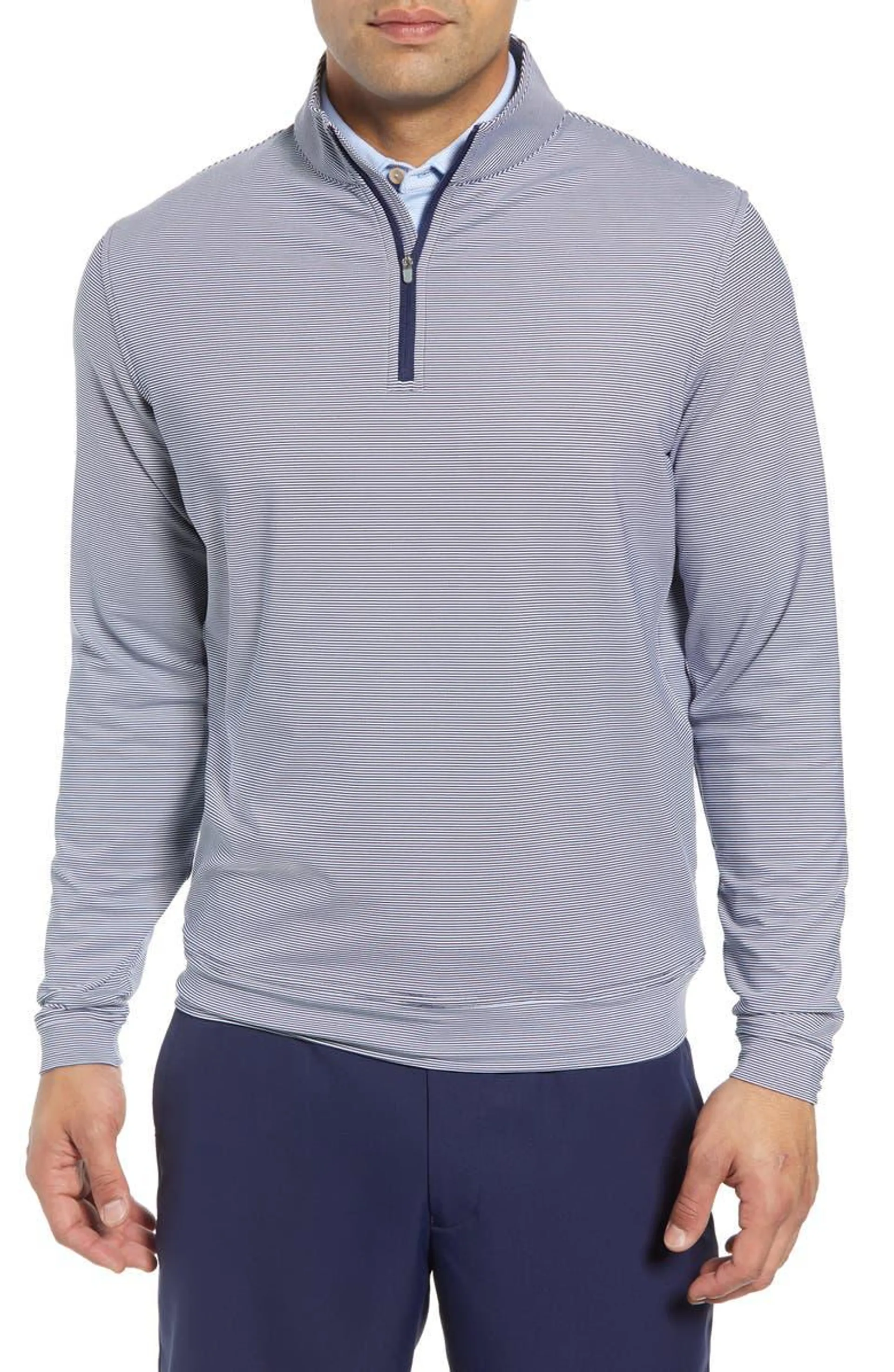 Perth Stripe Quarter Zip Performance Pullover