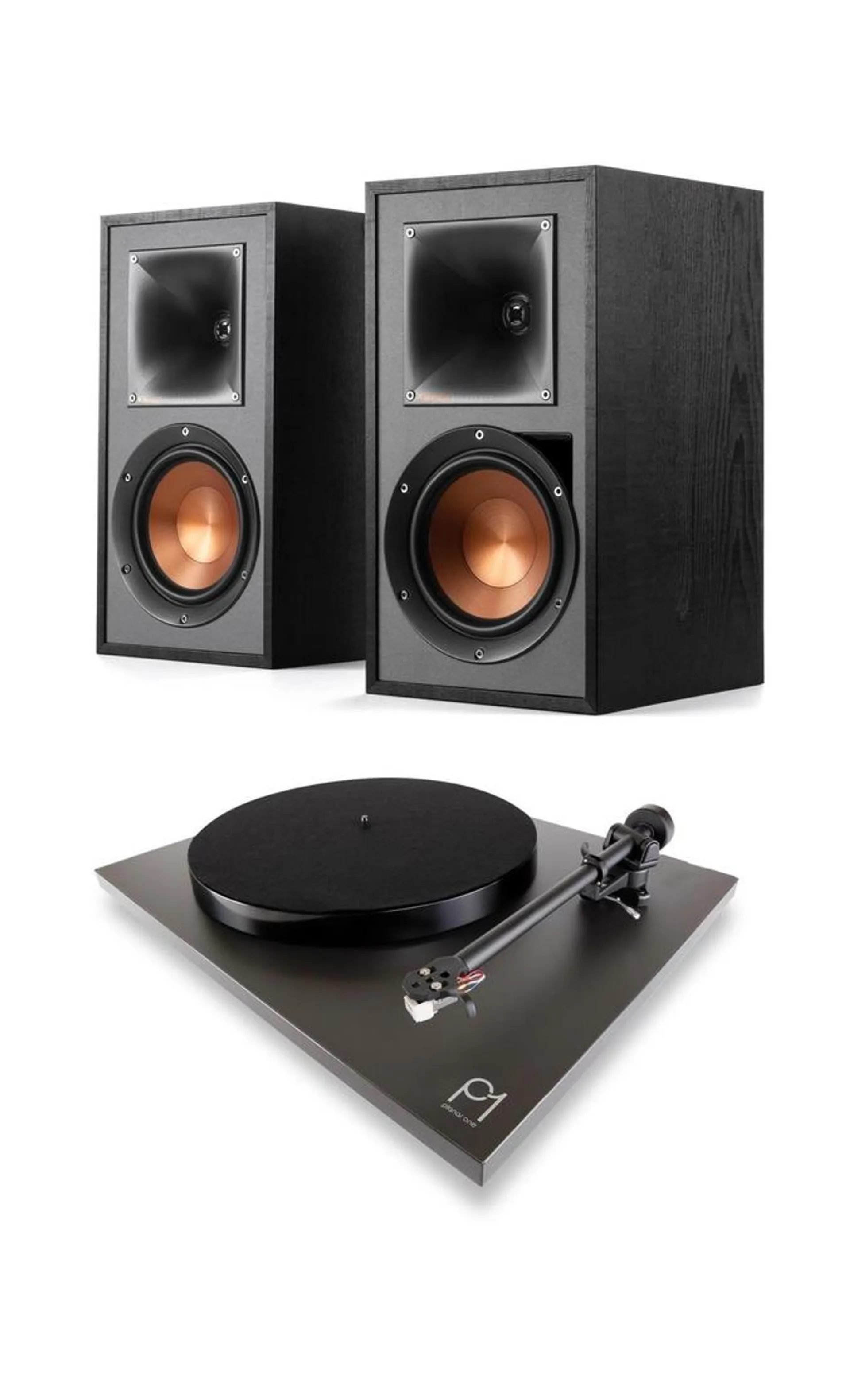 Klipsch R-51PM og Rega Planar 1 Stereopakke med platespiller