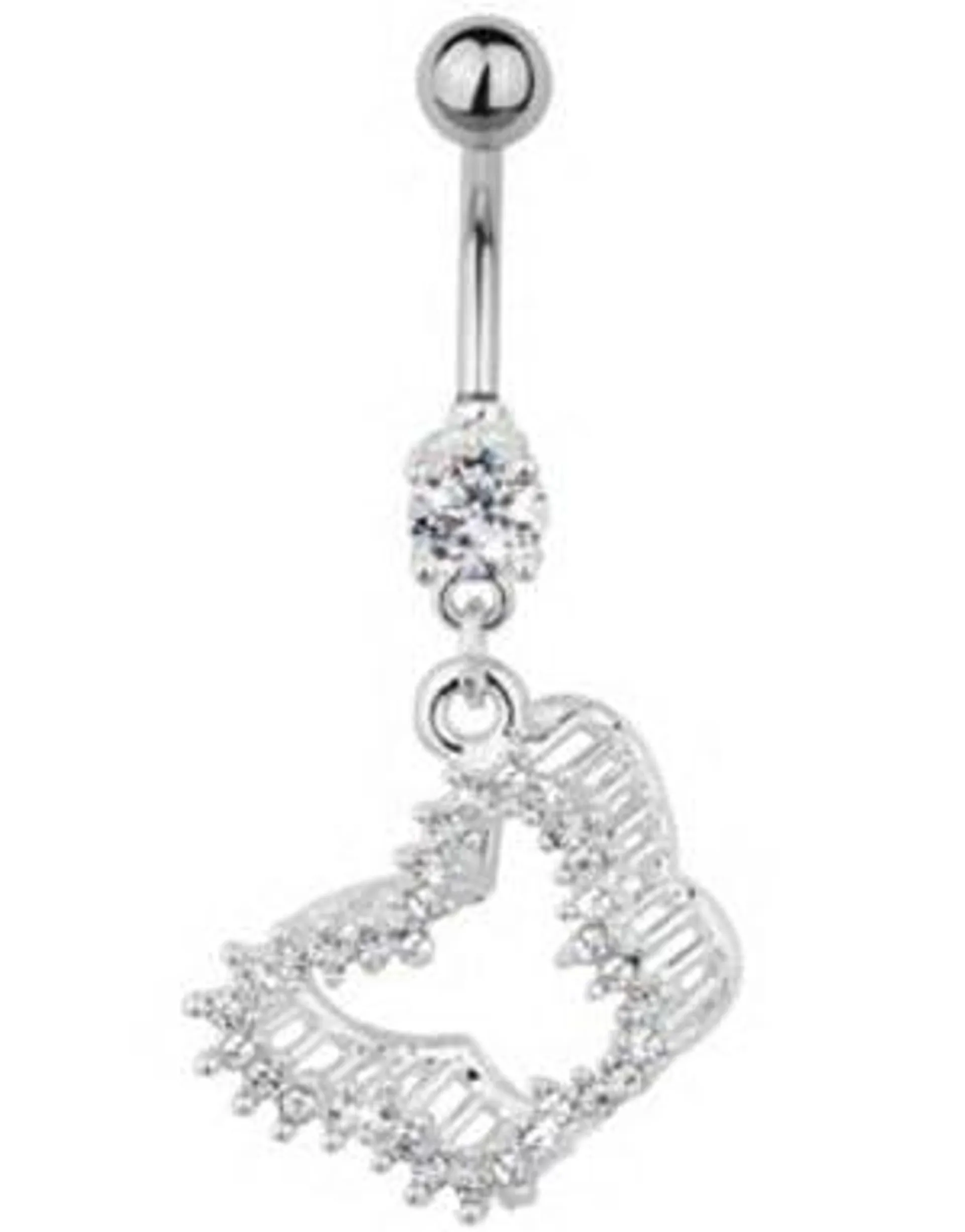 Sparkling Butterfly Belly Piercing - White