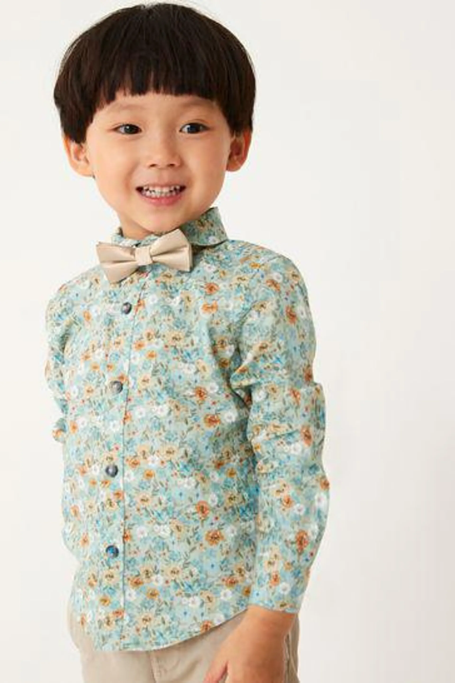 Smart Print Shirt With Bow Tie (3mths-7yrs)
