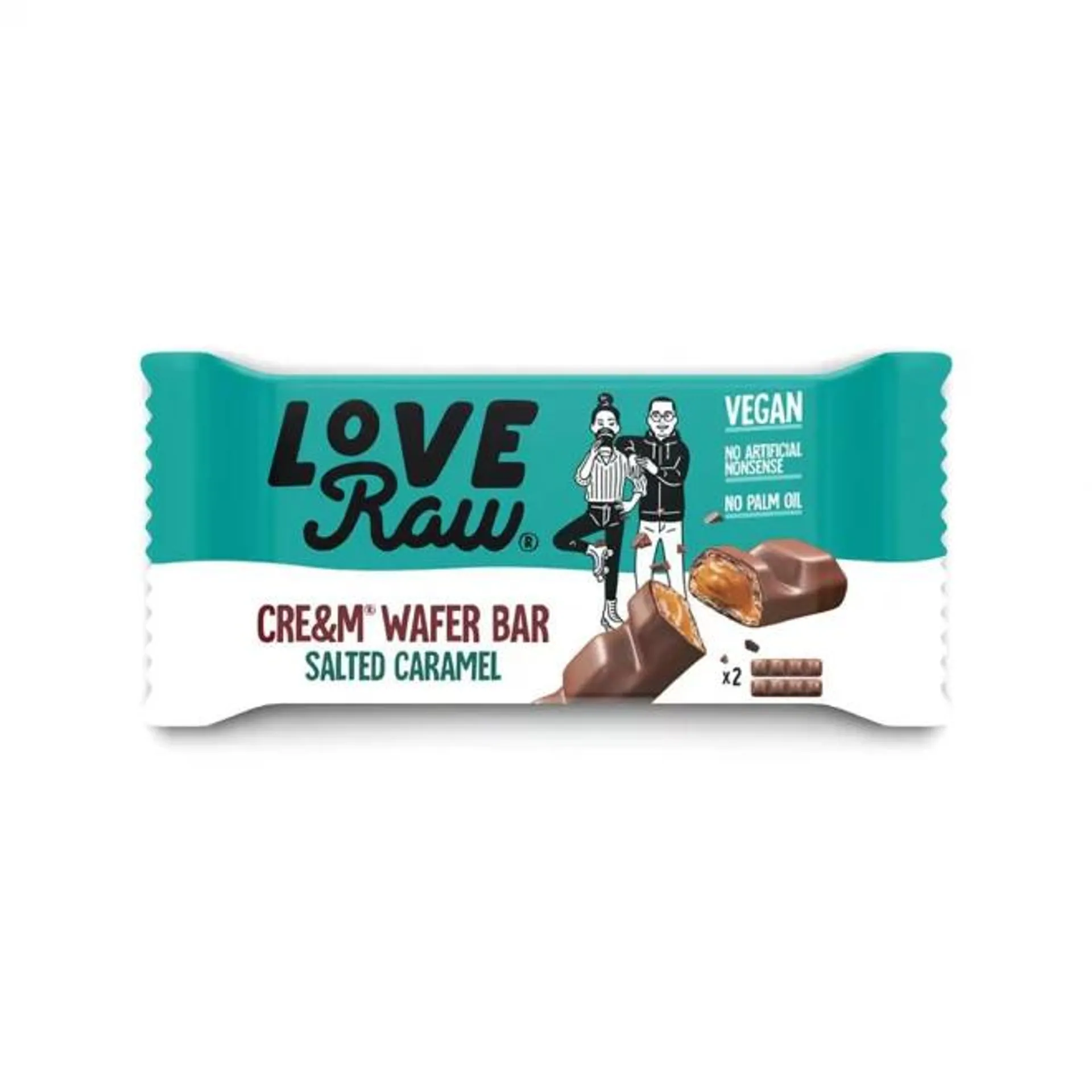LoveRaw cre&m filled wafer bar salted caramel 43 g