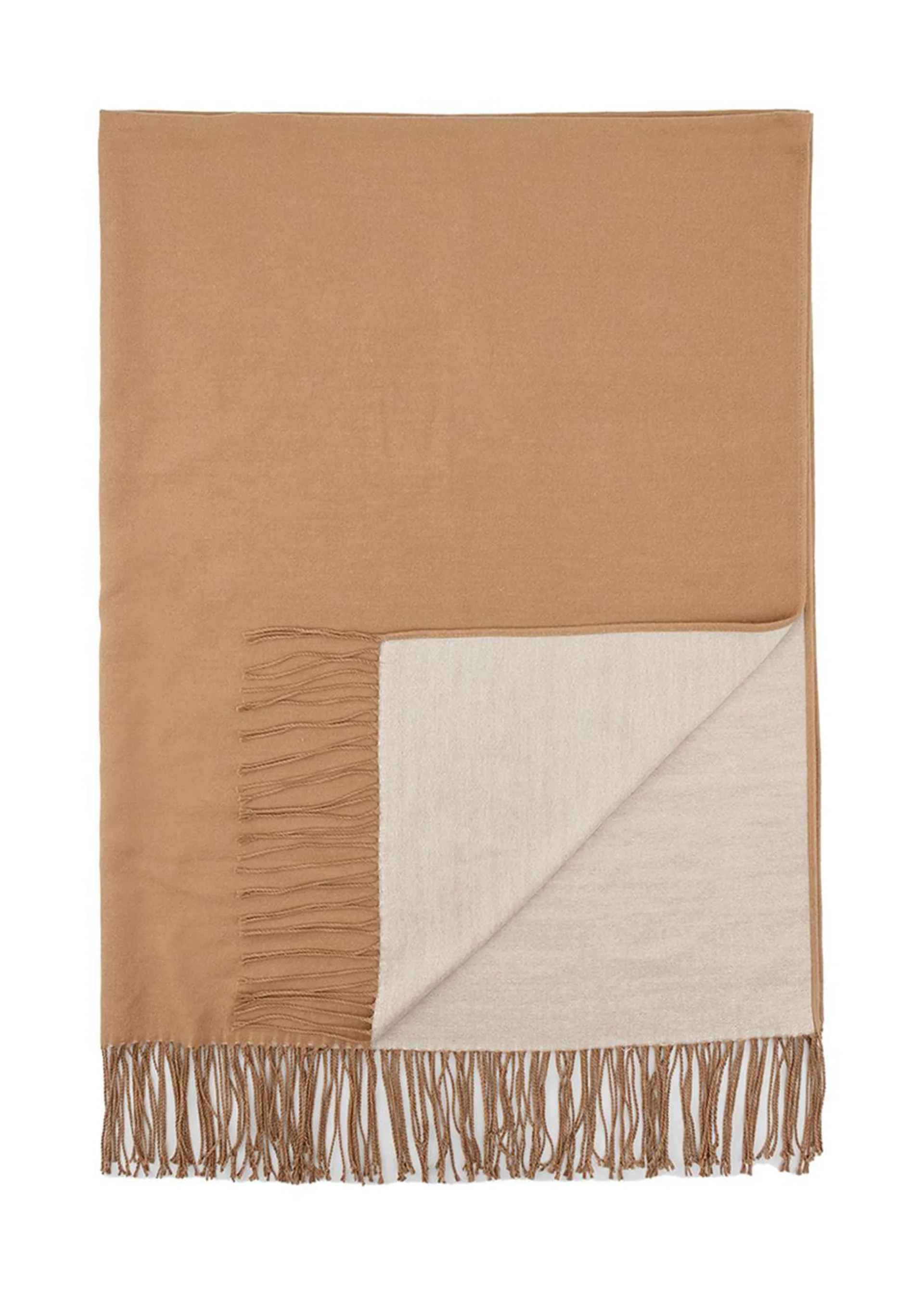 Solid throw with fringes