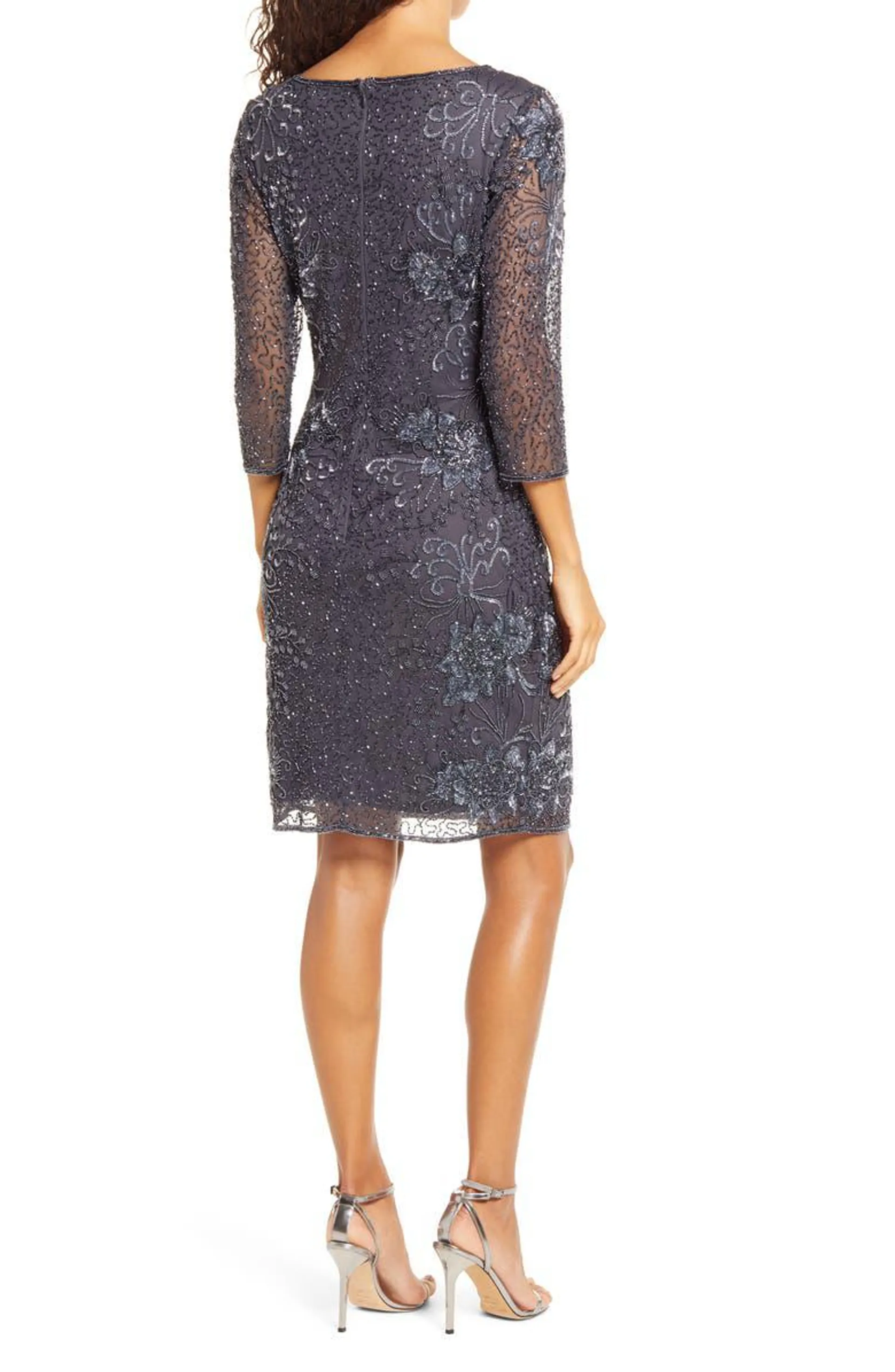 Beaded V-Neck Cocktail Dress