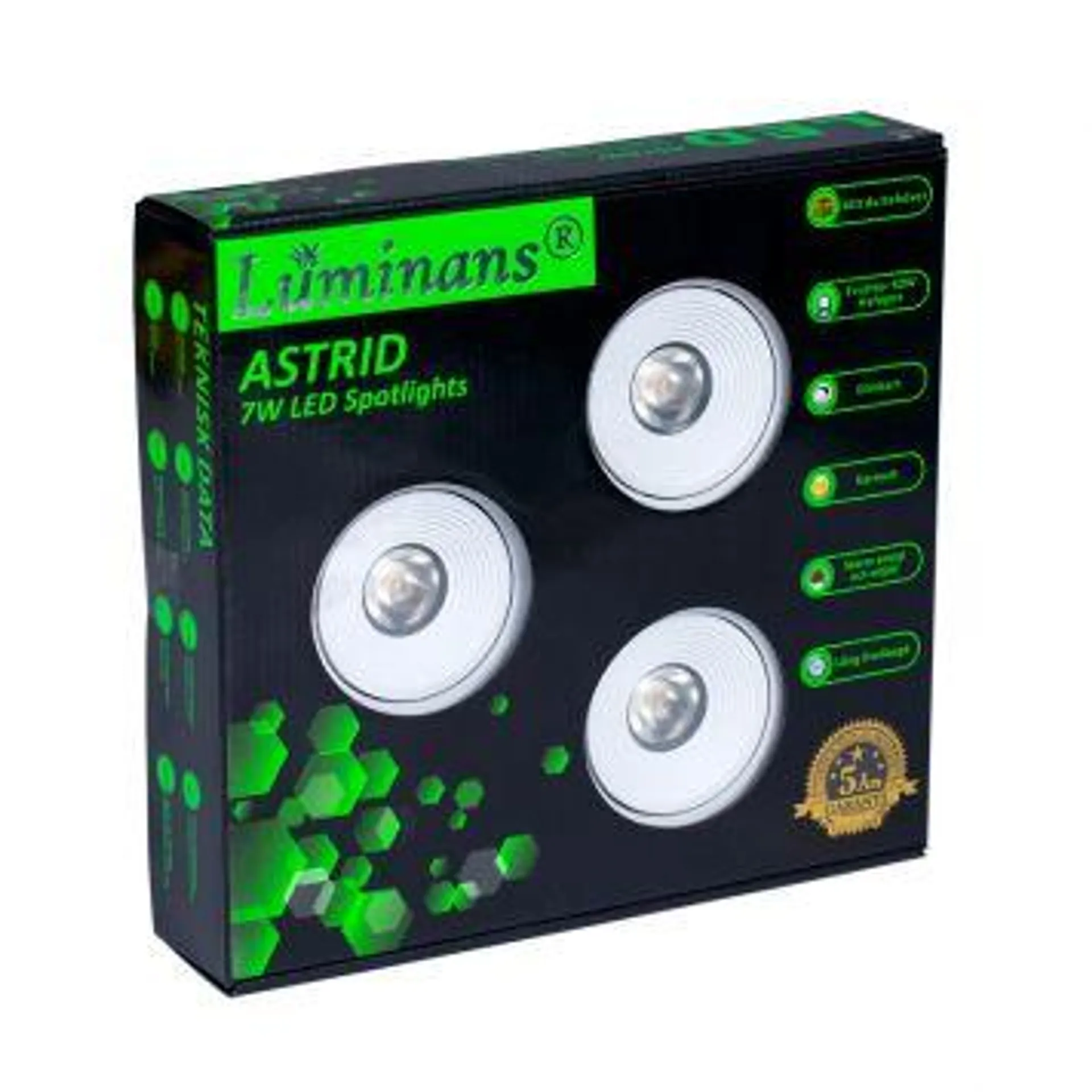 DOWNLIGHT LUMINANS ASTRID 3X7W 3-PAKK